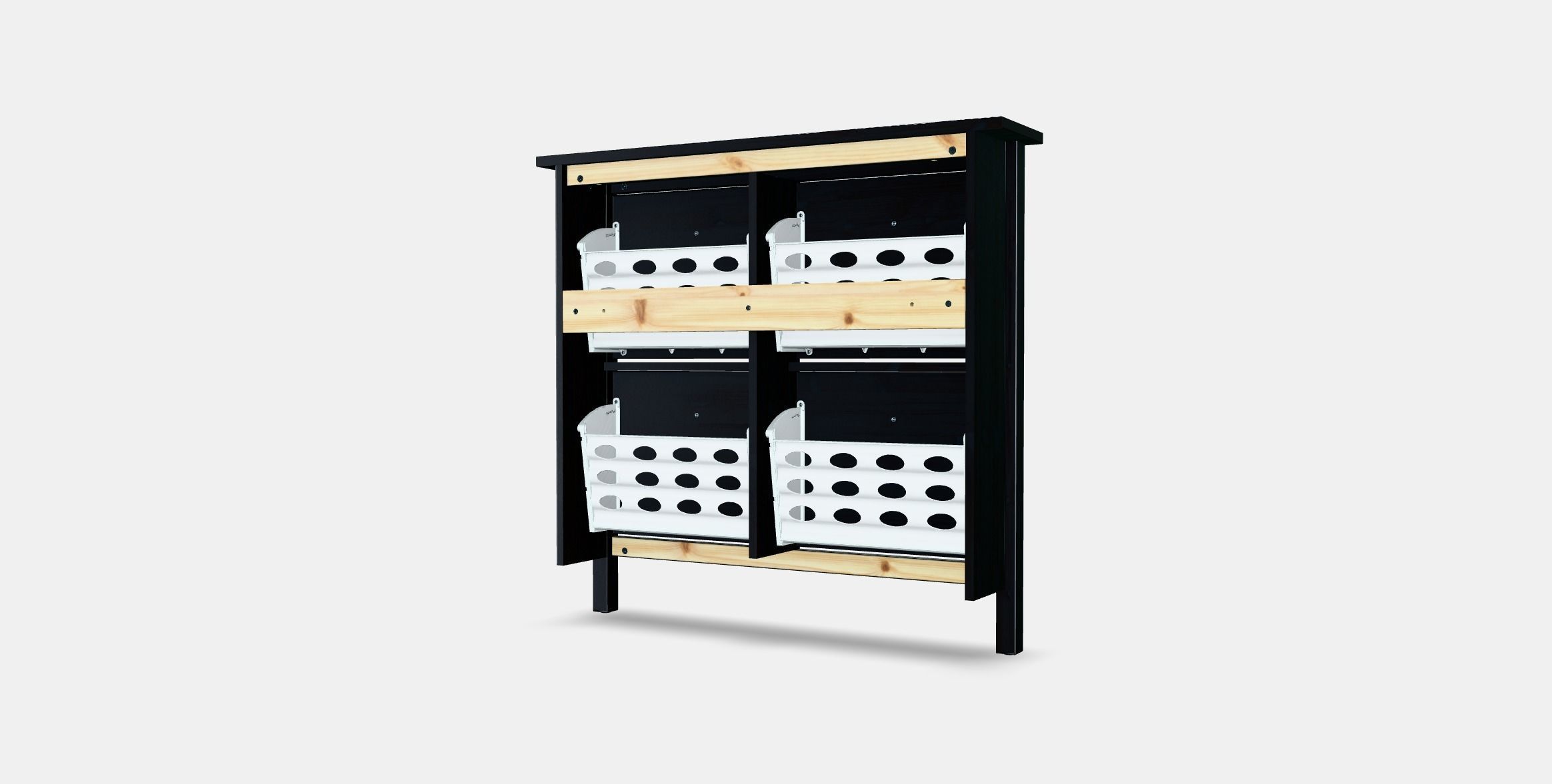 HEMNES shoe cabinet 4 compartments Low-poly 3D model_4