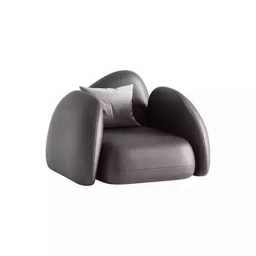 Modern Black Leather Armrest Standard Armchair