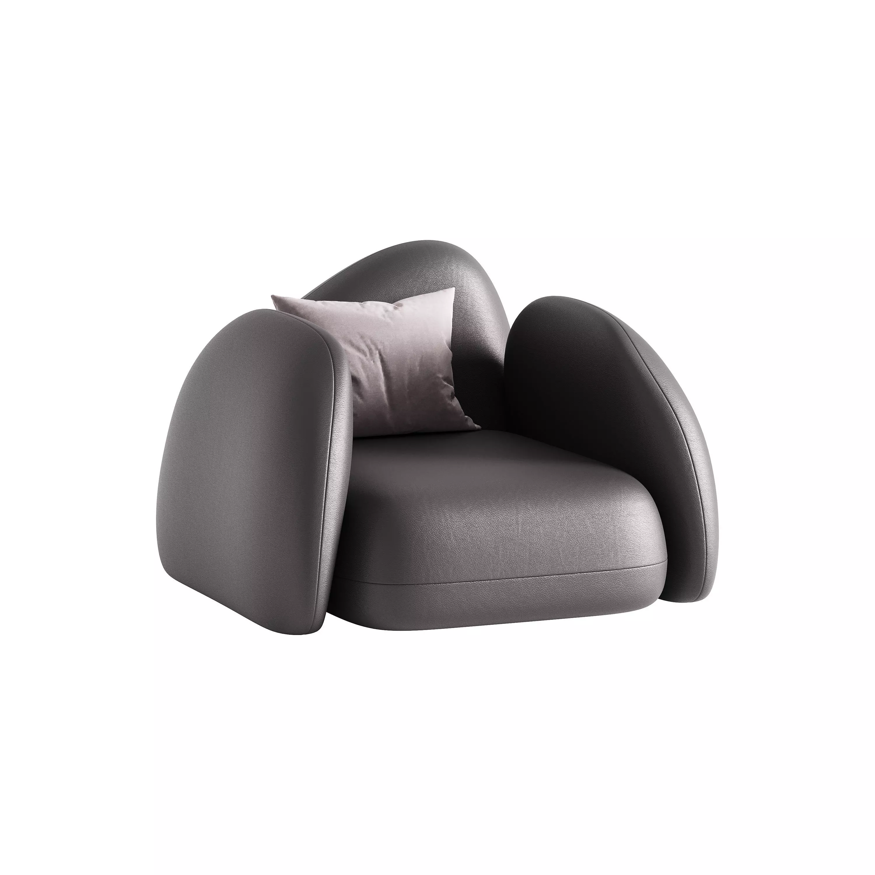 Modern Black Leather Armrest Standard Armchair 3D model