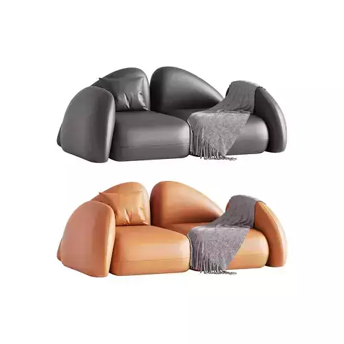 Modern Black Leather Armrest Standard Sofa