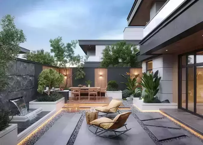 Modern minimalist courtyard garden
