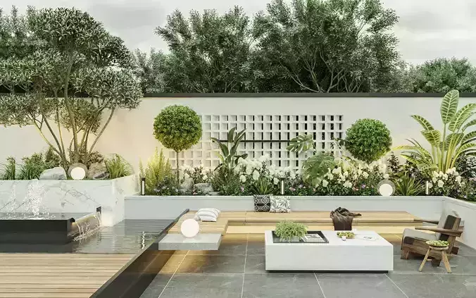 Modern minimalist courtyard garden