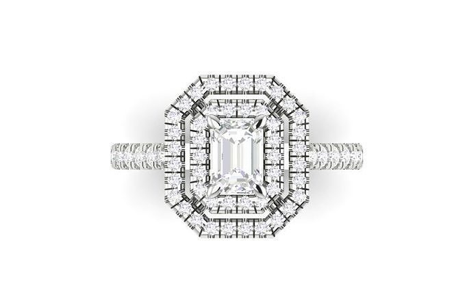 Emerald Double Halo Ring 3D print model