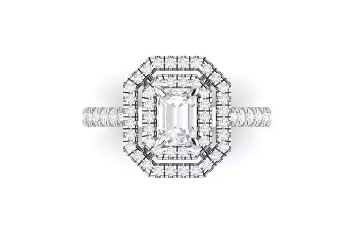 Emerald Double Halo Ring