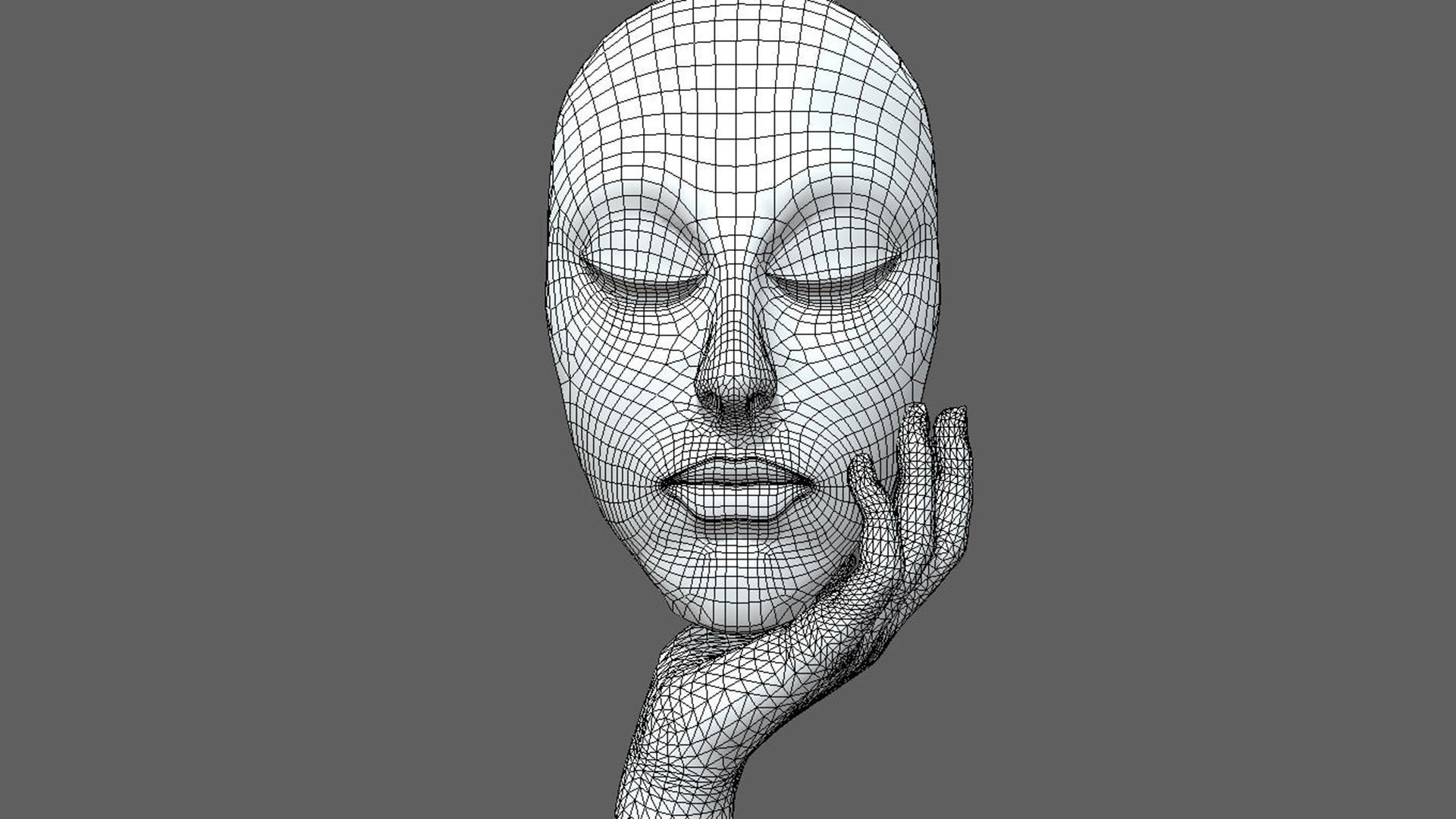 Abstract Sculpture girl face  3D model_7