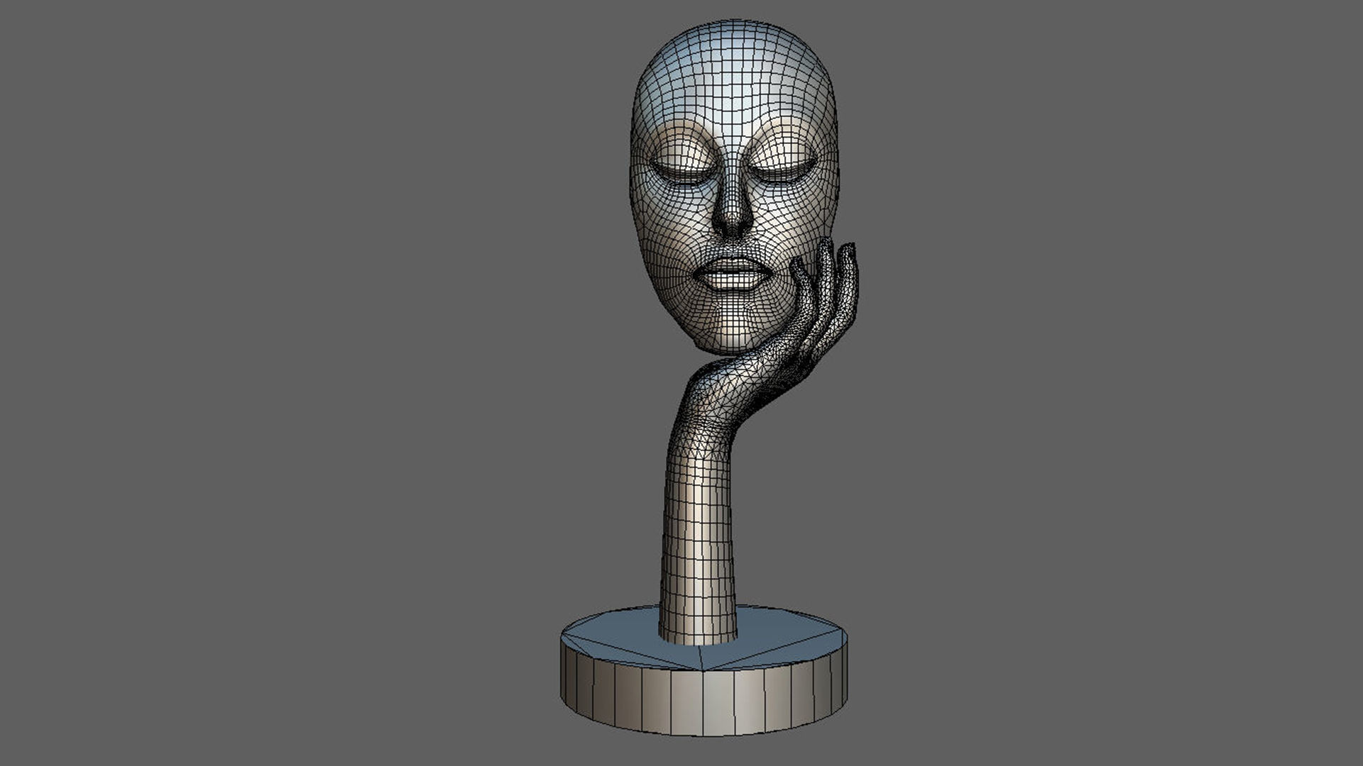 Abstract Sculpture girl face  3D model_6