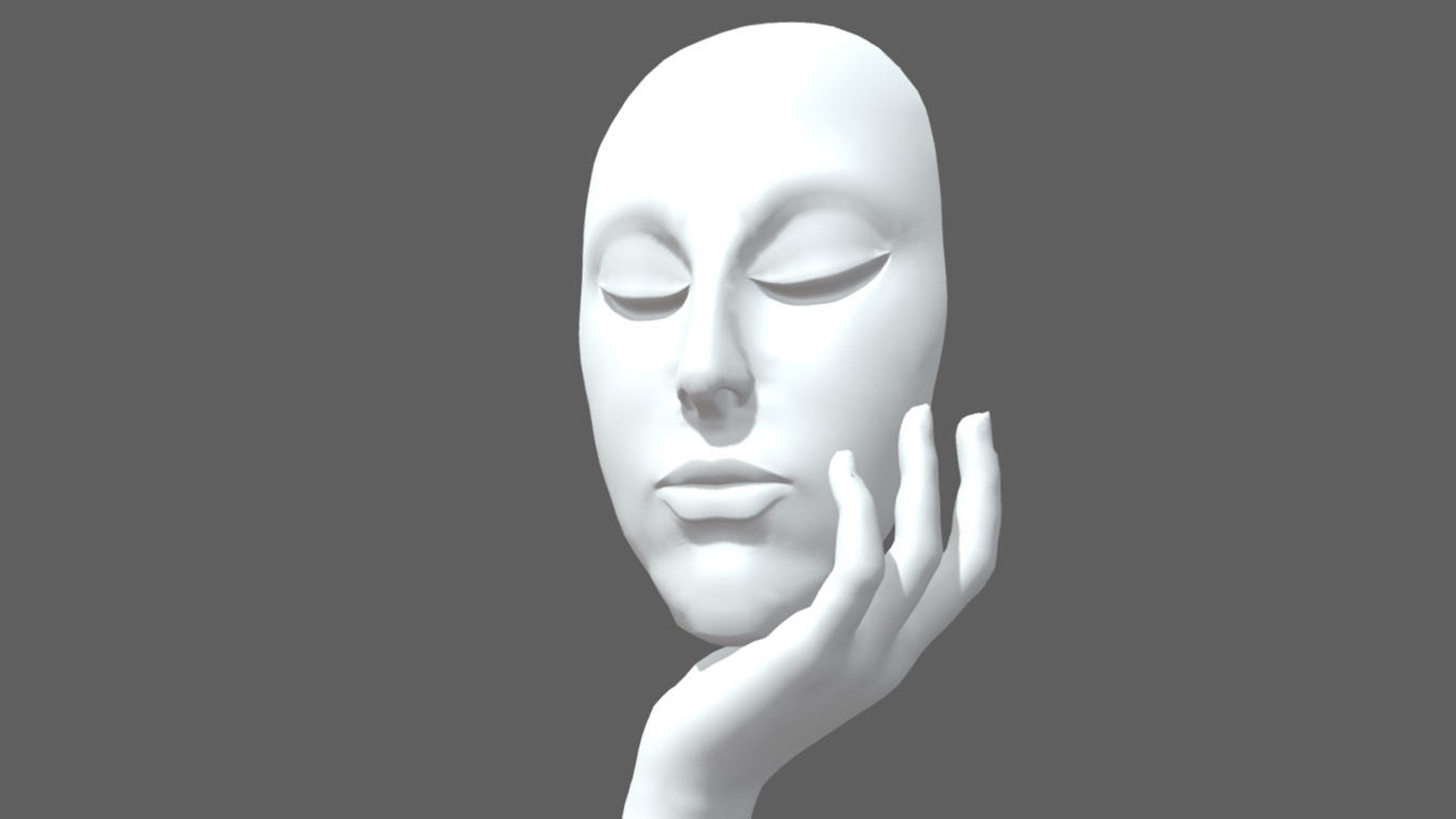 Abstract Sculpture girl face  3D model_4