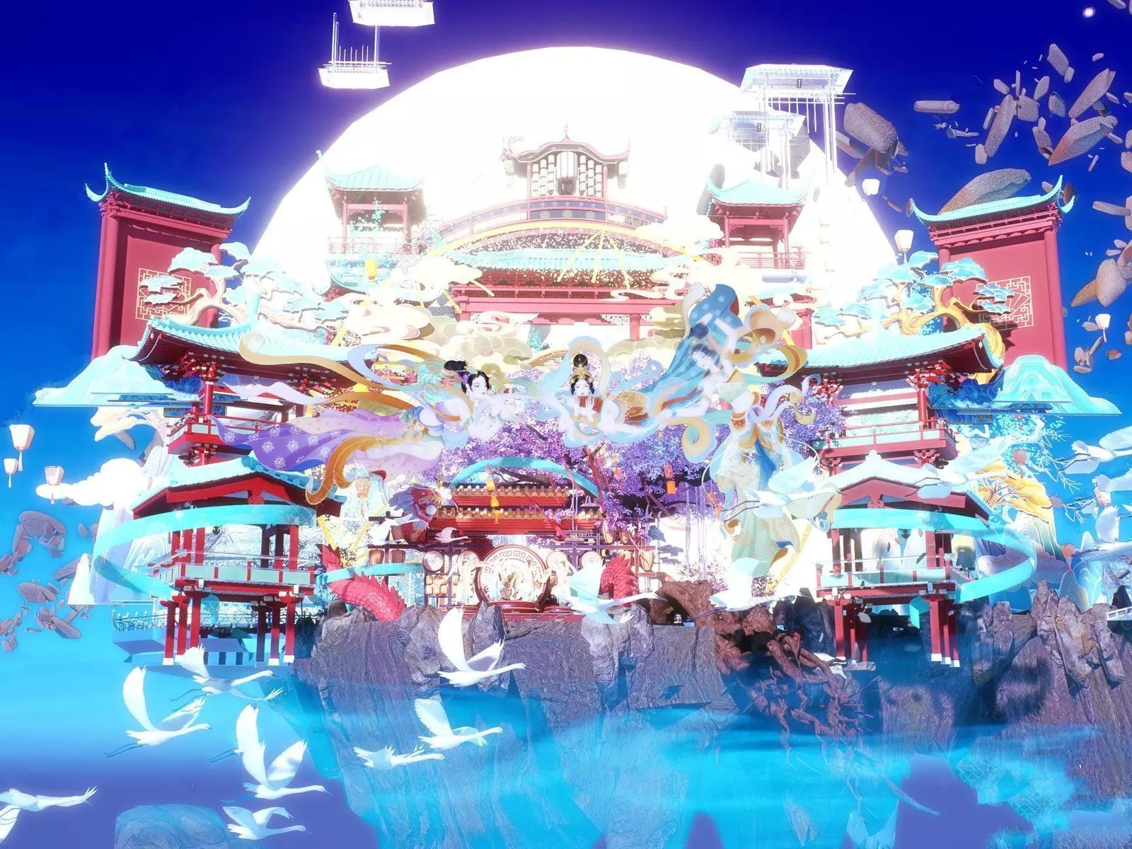 Chinese style stage design 3D model