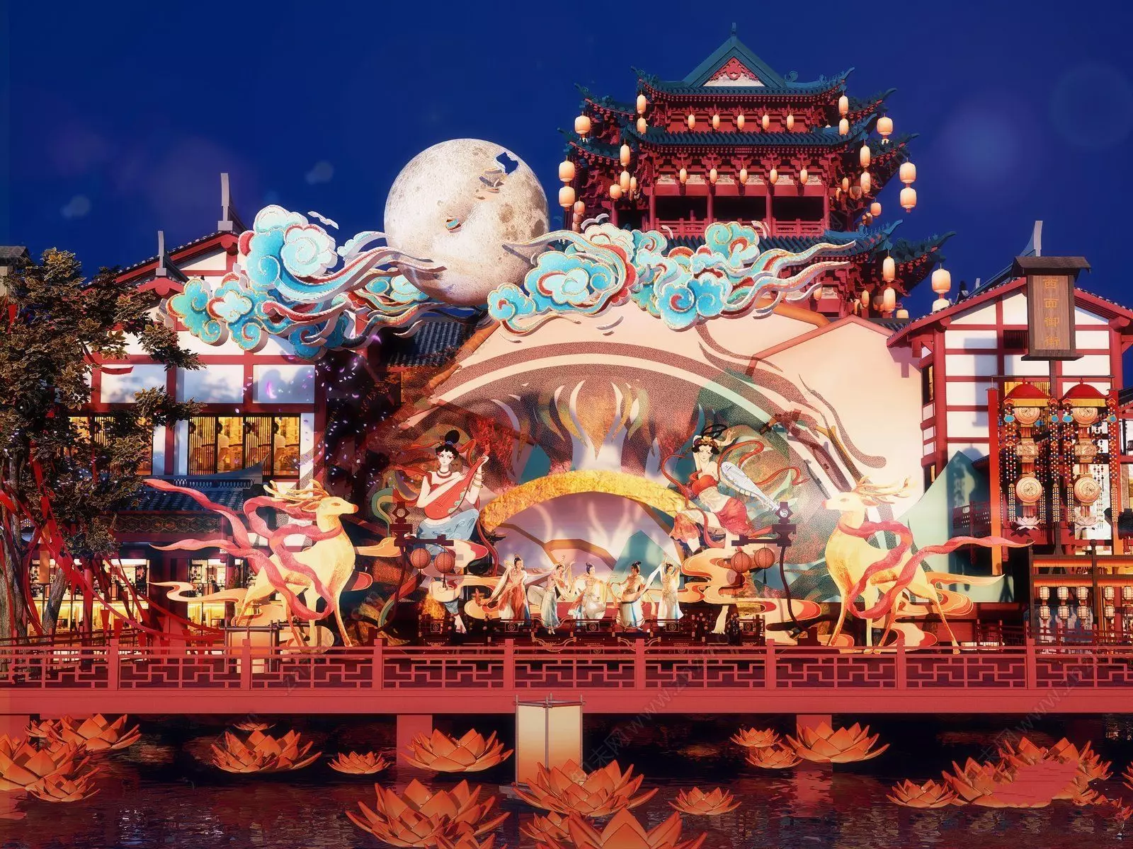 Chinese style stage design 3D model