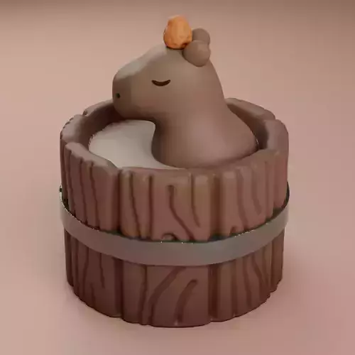 Little Capybara Cute Taking Bath