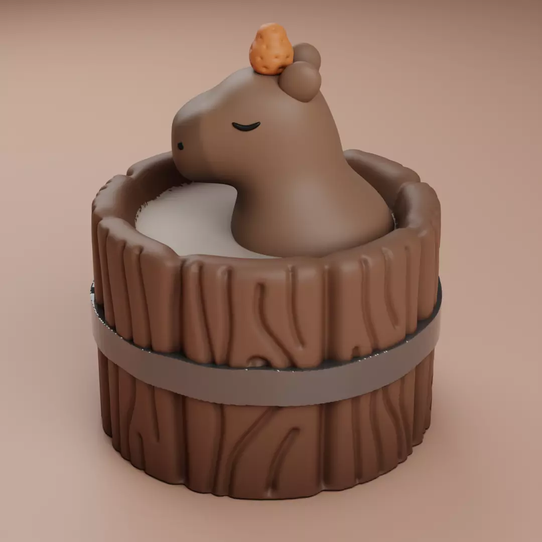 Little Capybara Cute Taking Bath 3D print model_0