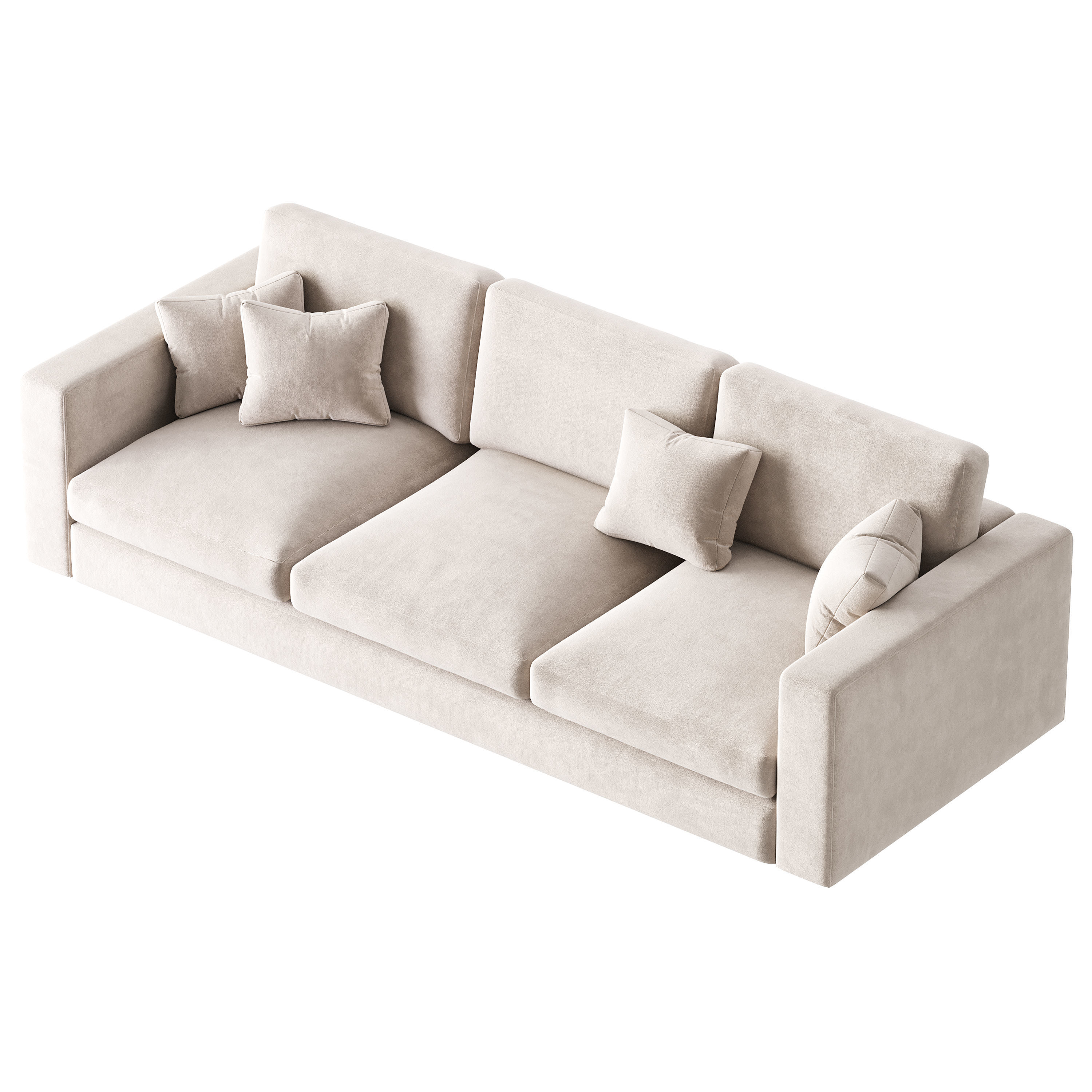 Modern Square Arm Fabric Sofa 3D model_13