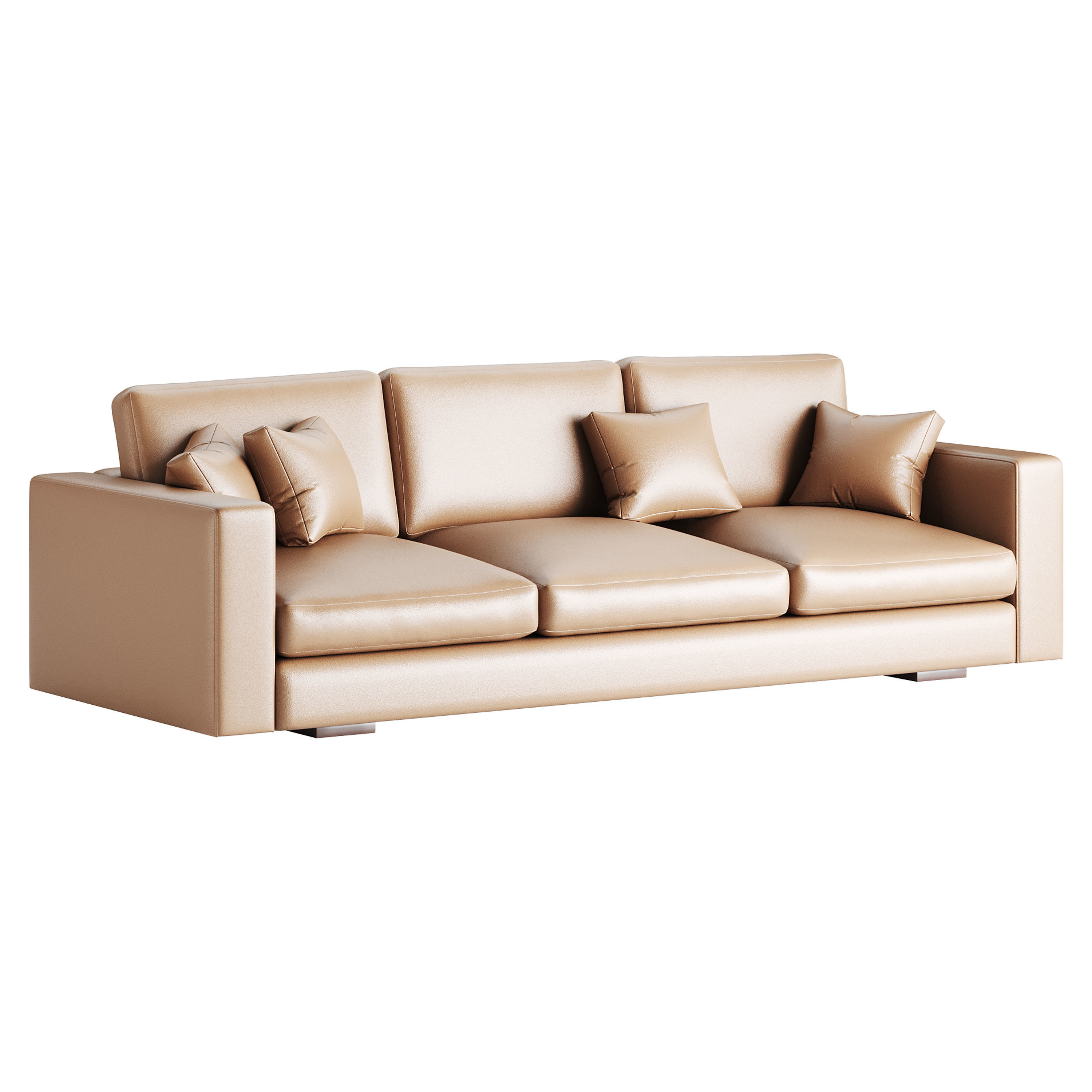 Modern Square Arm Fabric Sofa 3D model_6