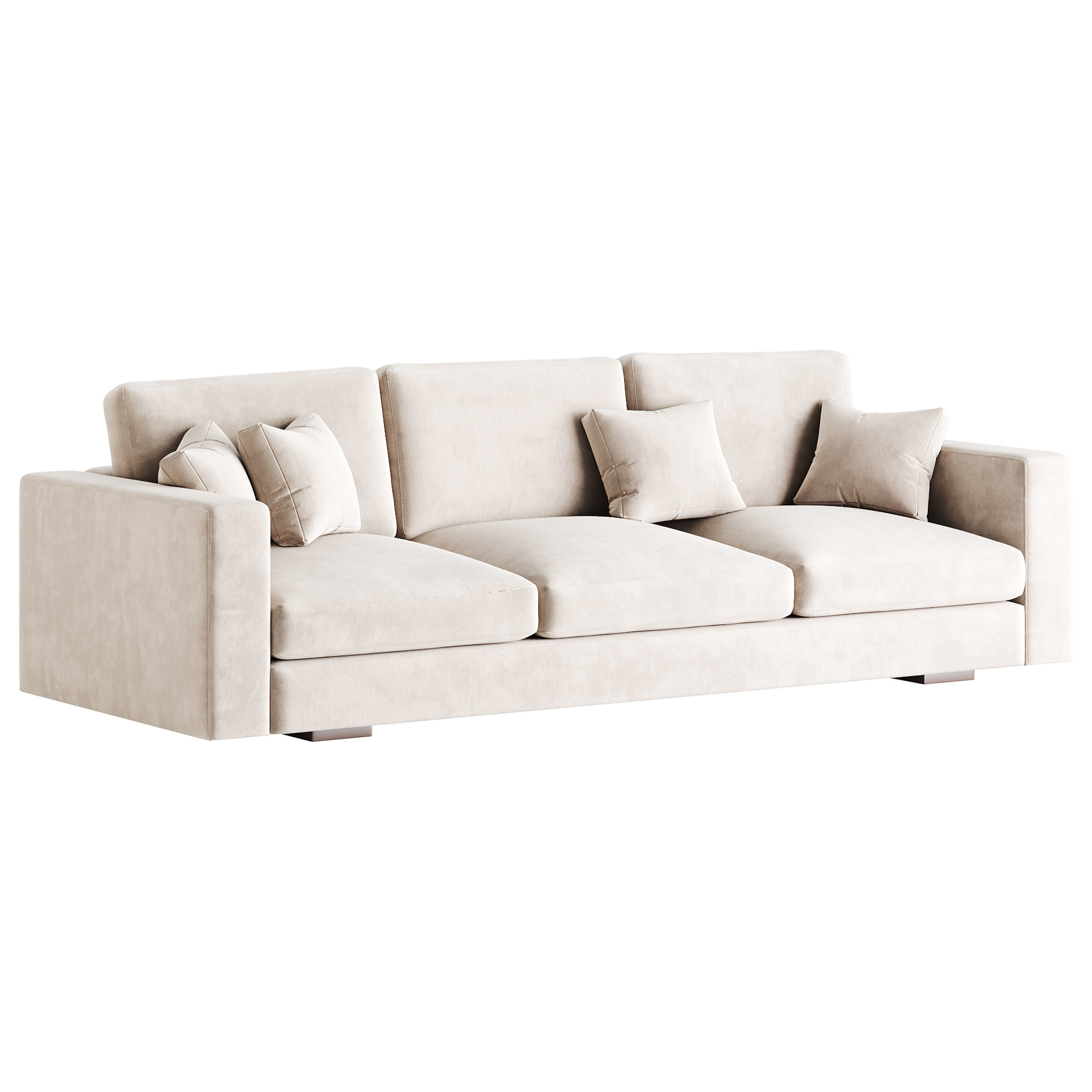 Modern Square Arm Fabric Sofa 3D model_2