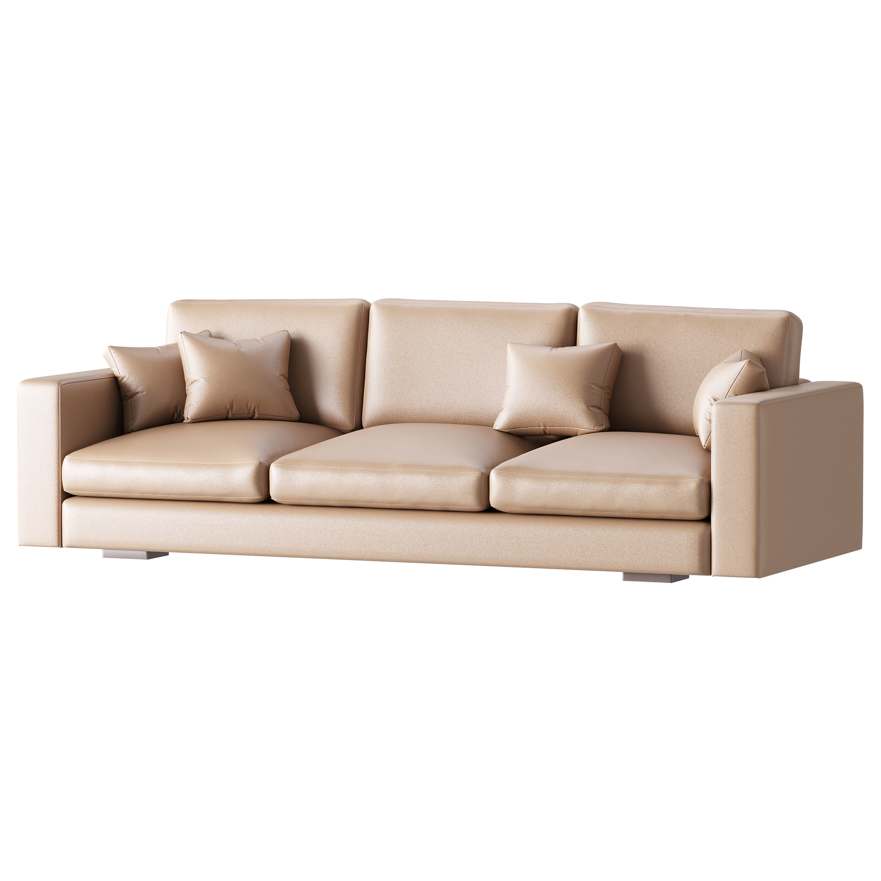 Modern Square Arm Fabric Sofa 3D model_7