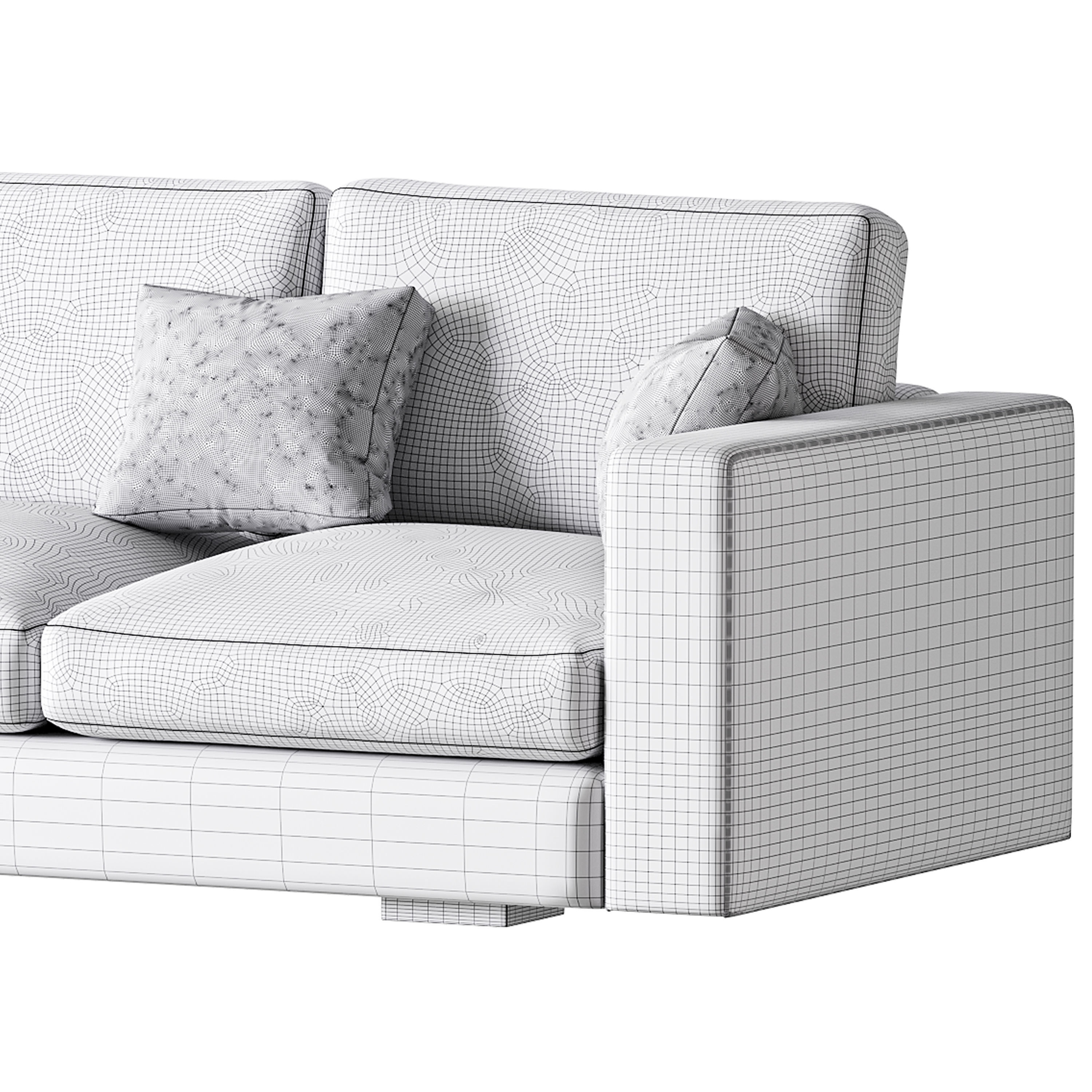 Modern Square Arm Fabric Sofa 3D model_15