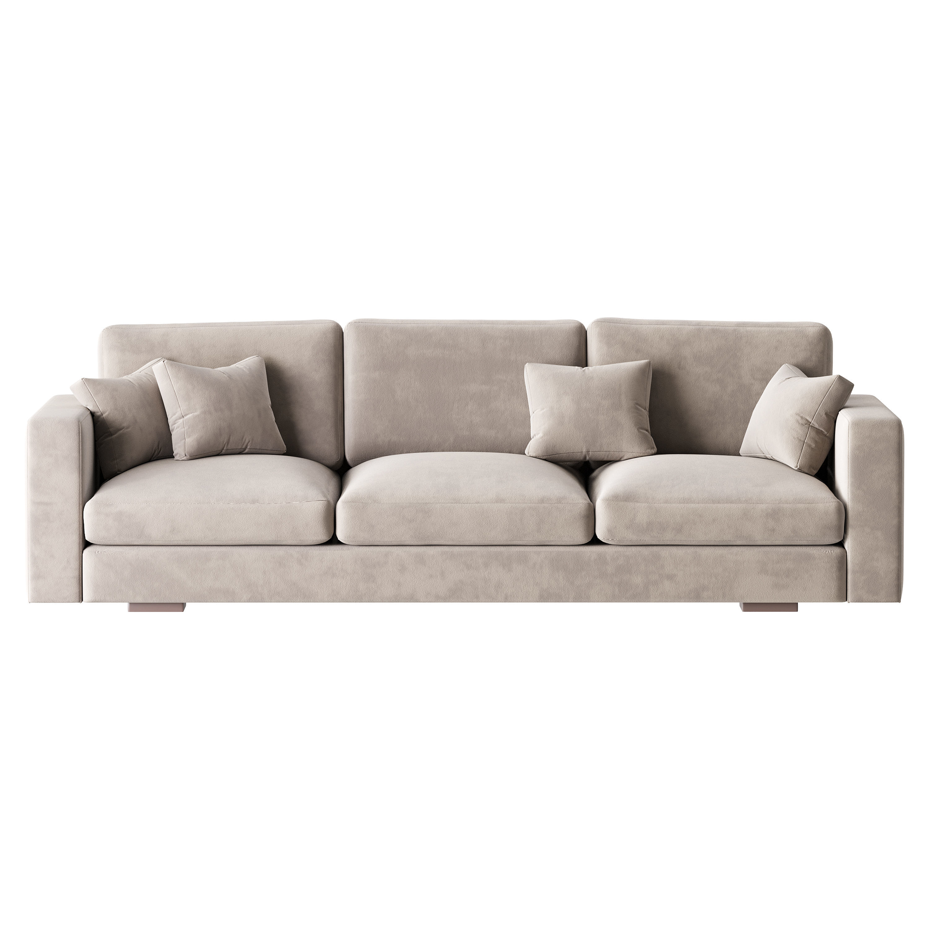 Modern Square Arm Fabric Sofa 3D model_9