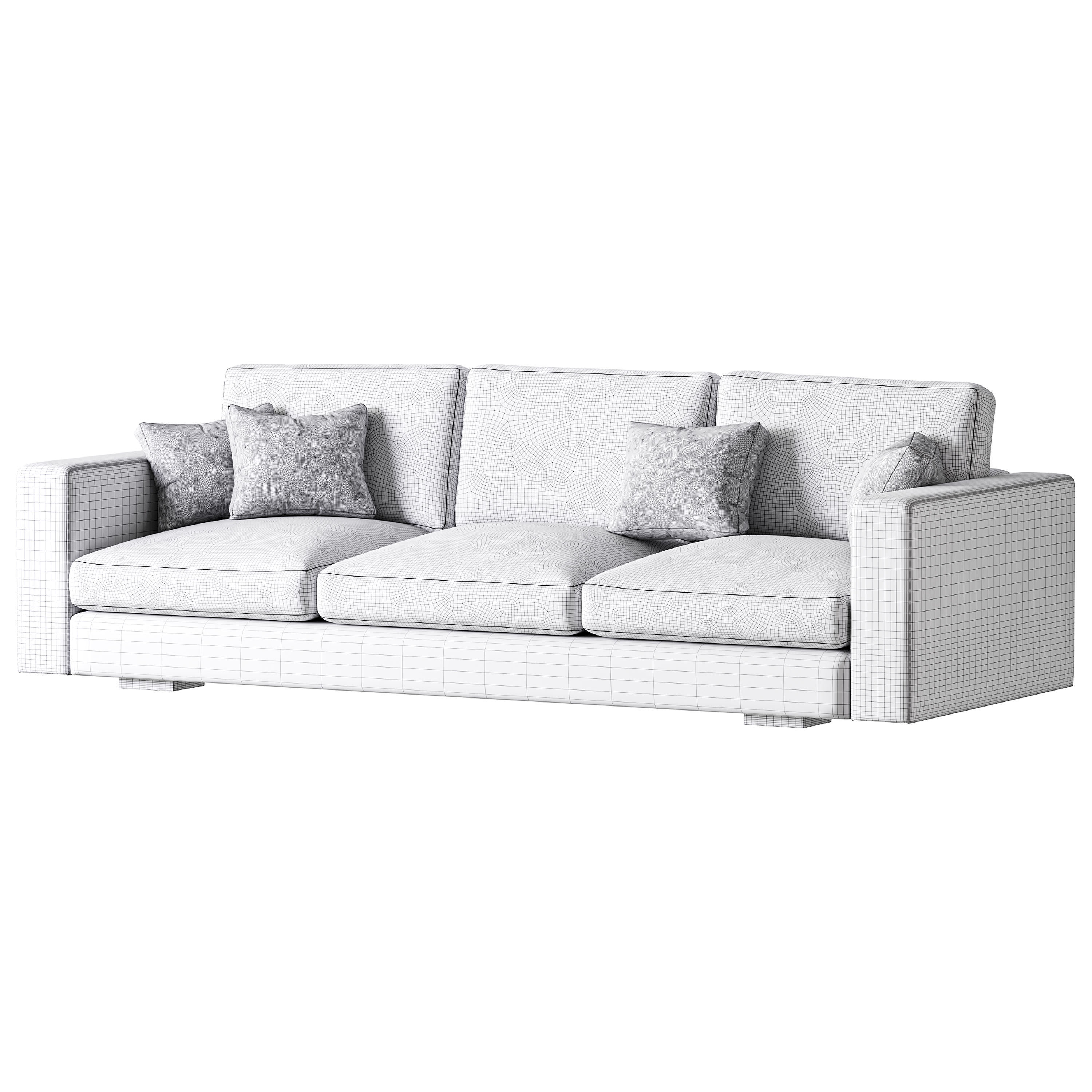 Modern Square Arm Fabric Sofa 3D model_14