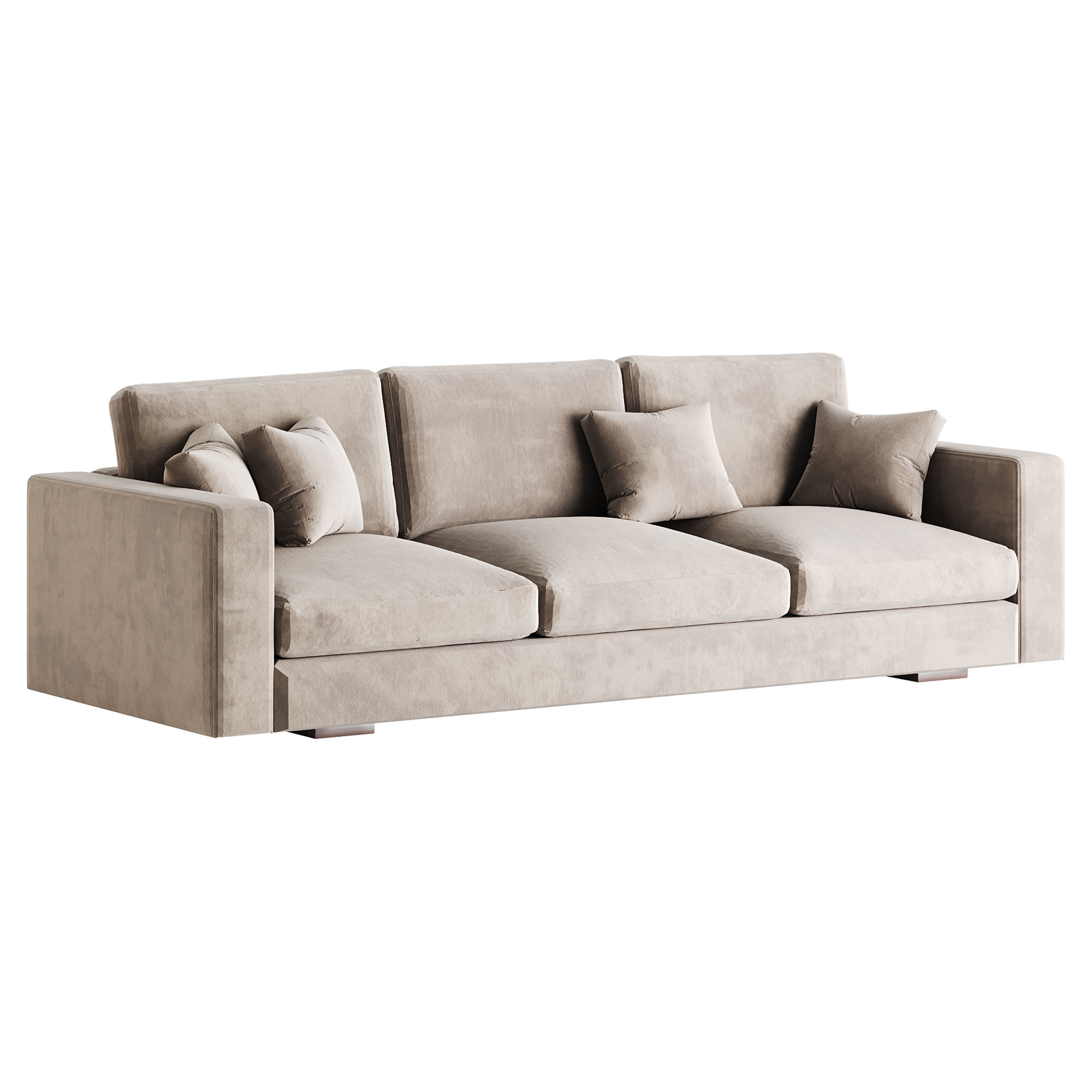 Modern Square Arm Fabric Sofa 3D model_4