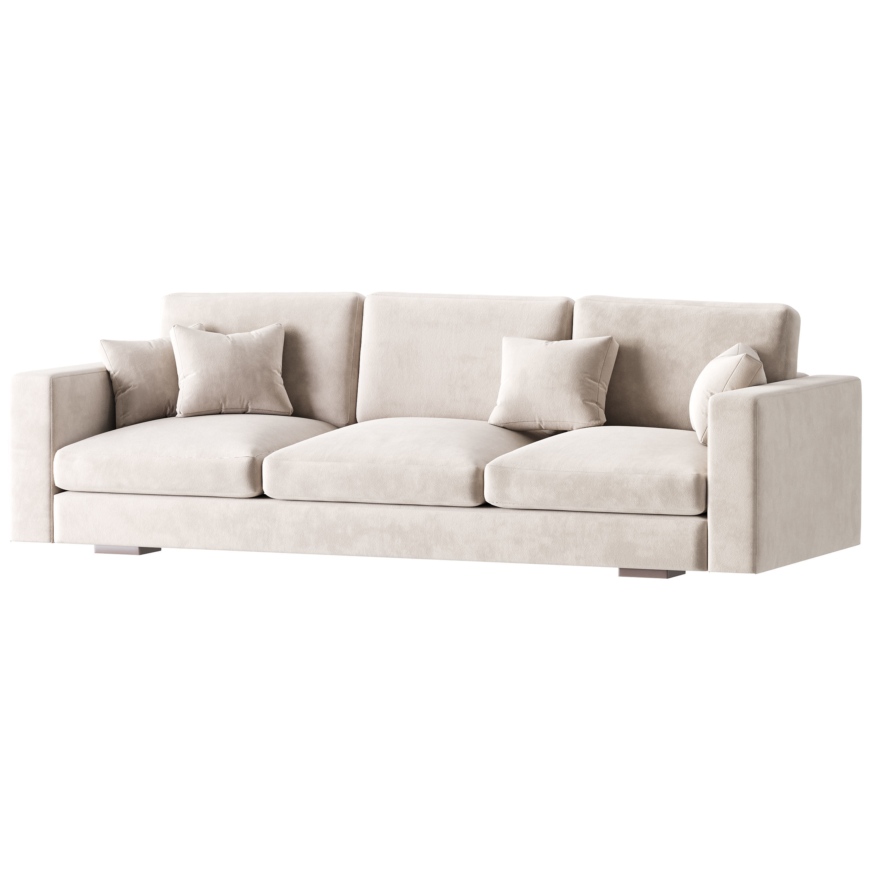 Modern Square Arm Fabric Sofa 3D model_1