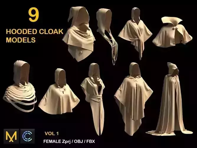9 CLOAK HOODED Low-poly 3D model