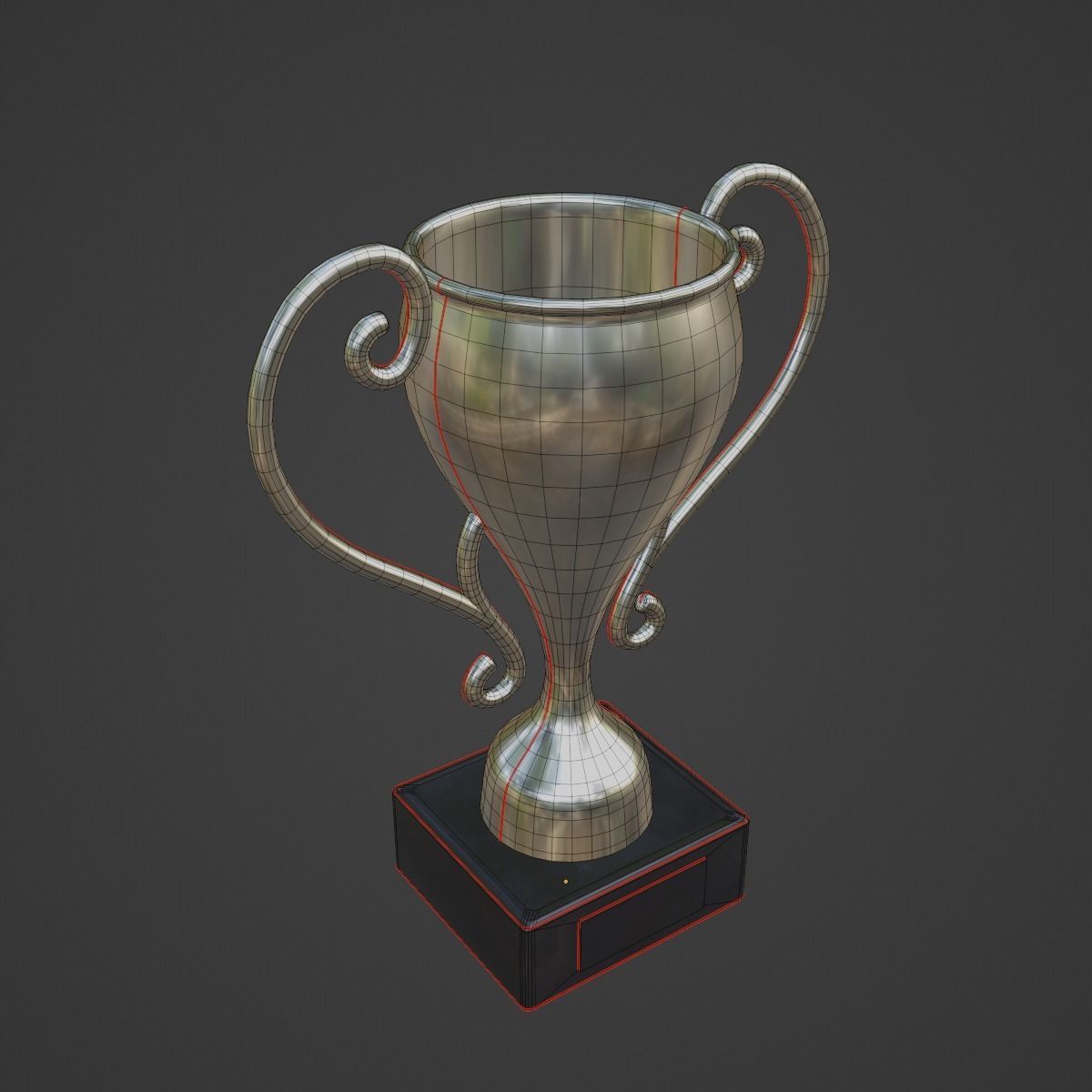 Silver Trophy Cup  Low-poly 3D model_10