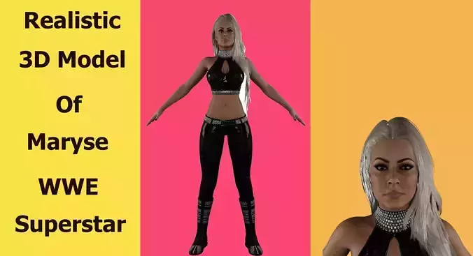 Maryse wrestler Low-poly 3D model
