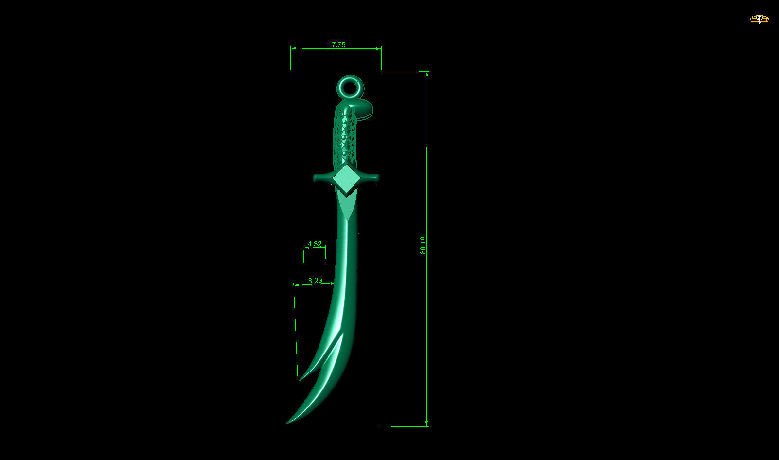 Sword pendant  3D print model_1