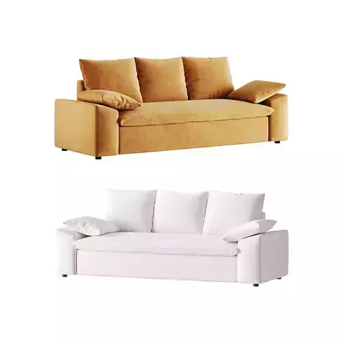 WHITE PERFORMANCE LINEN SLEEPER SOFA 3D model