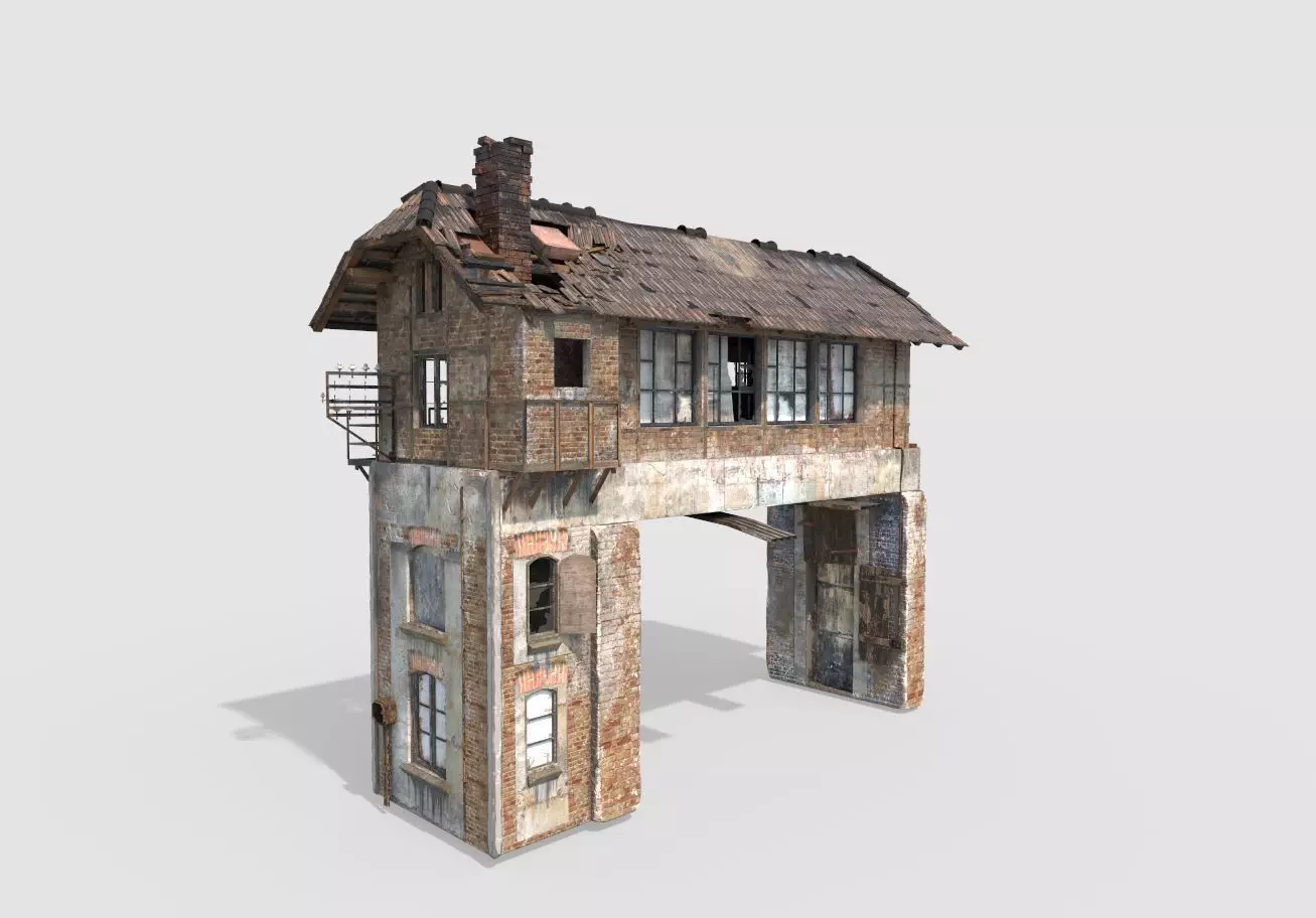 Abandoned Railroad Signal Box 3D model_0