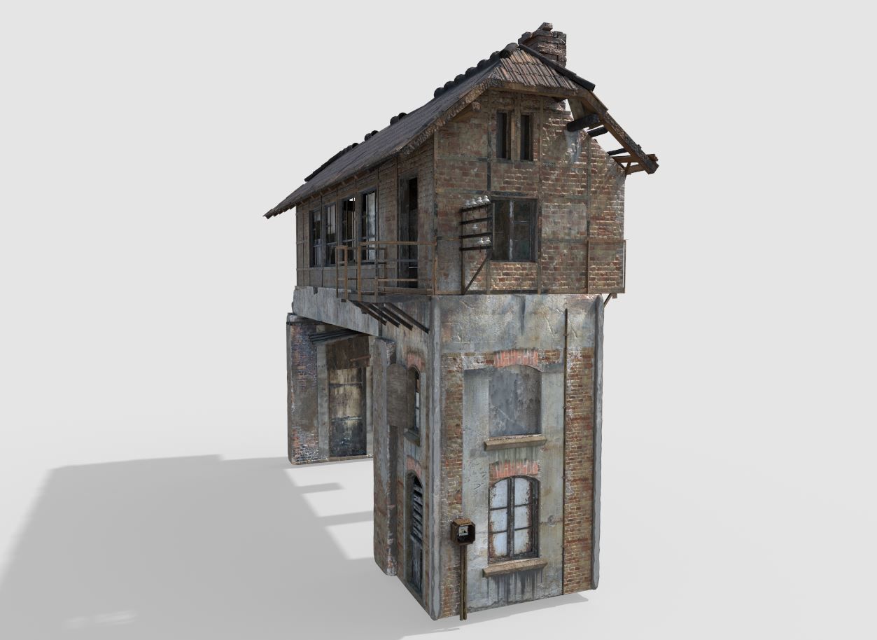 Abandoned Railroad Signal Box 3D model_5