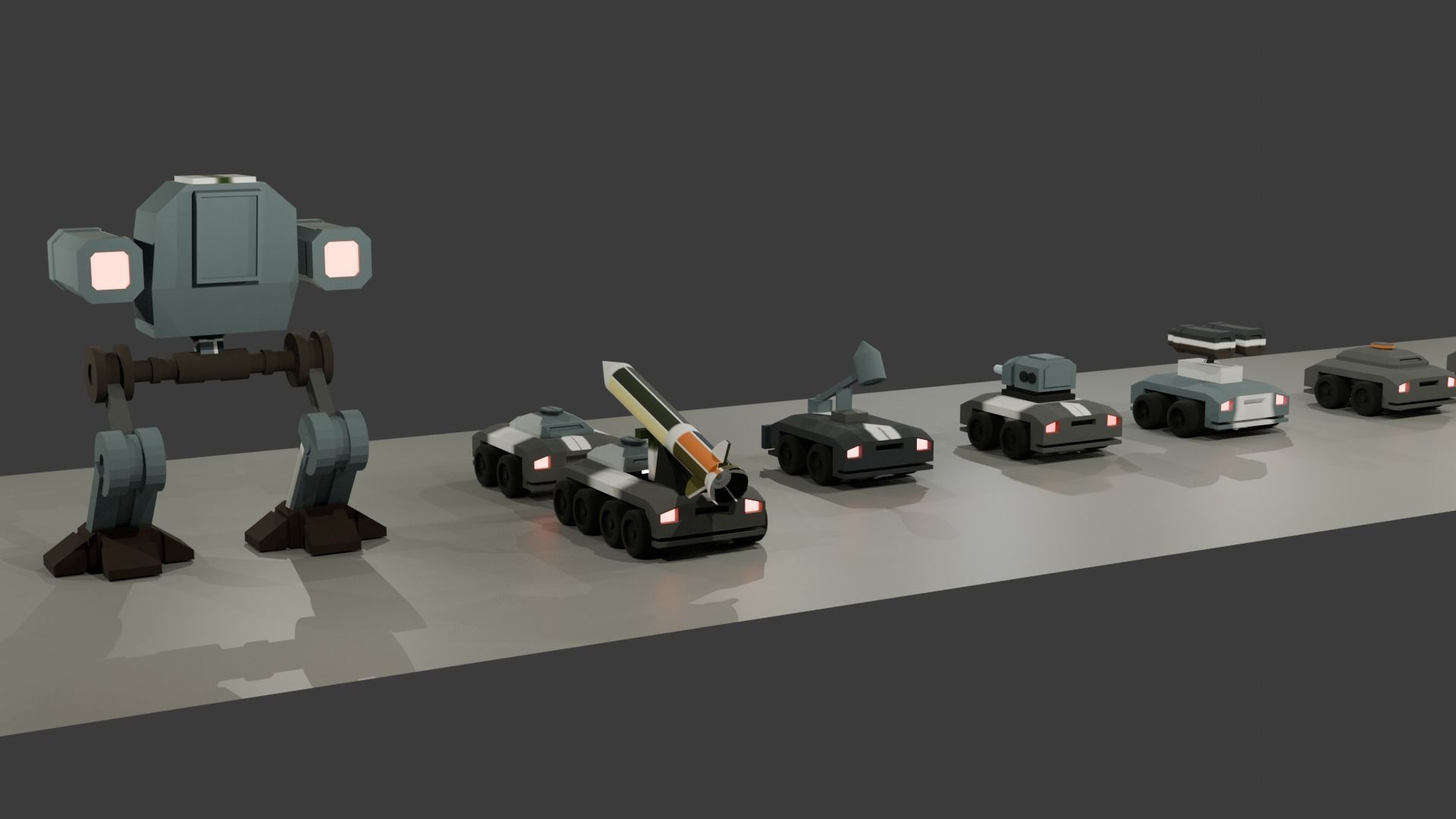 low poly tanks Low-poly 3D model_9