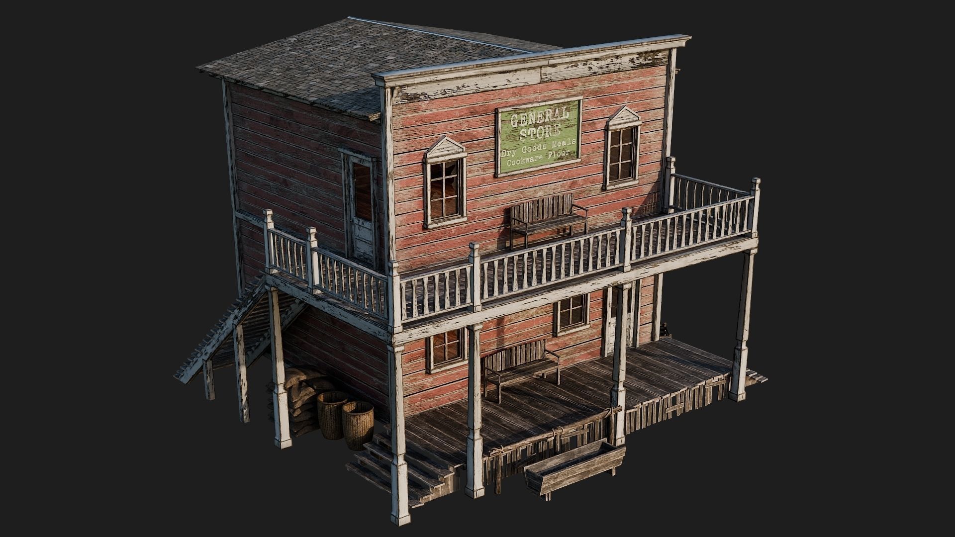 WILD WEST - 50 BUILDINGS 4K WESTERN PACK NEW Low-poly 3D model_79