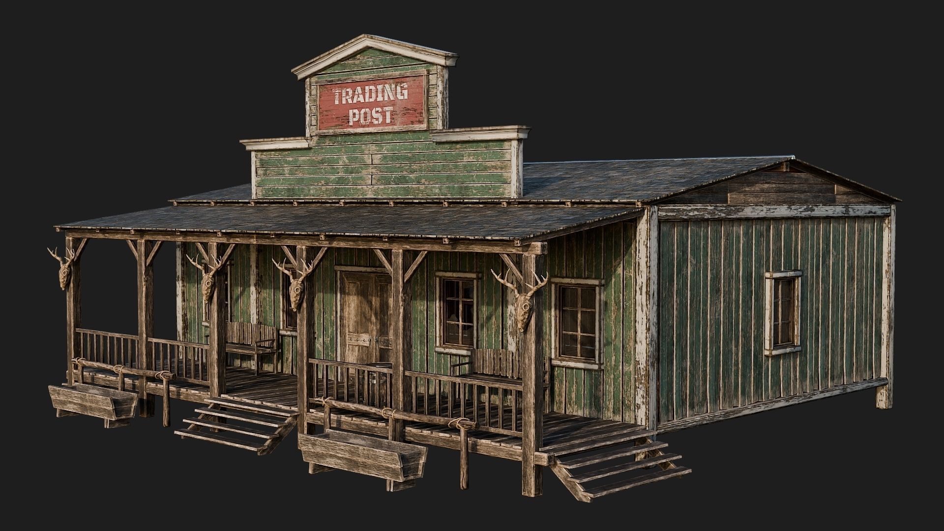 WILD WEST - 50 BUILDINGS 4K WESTERN PACK NEW Low-poly 3D model_32