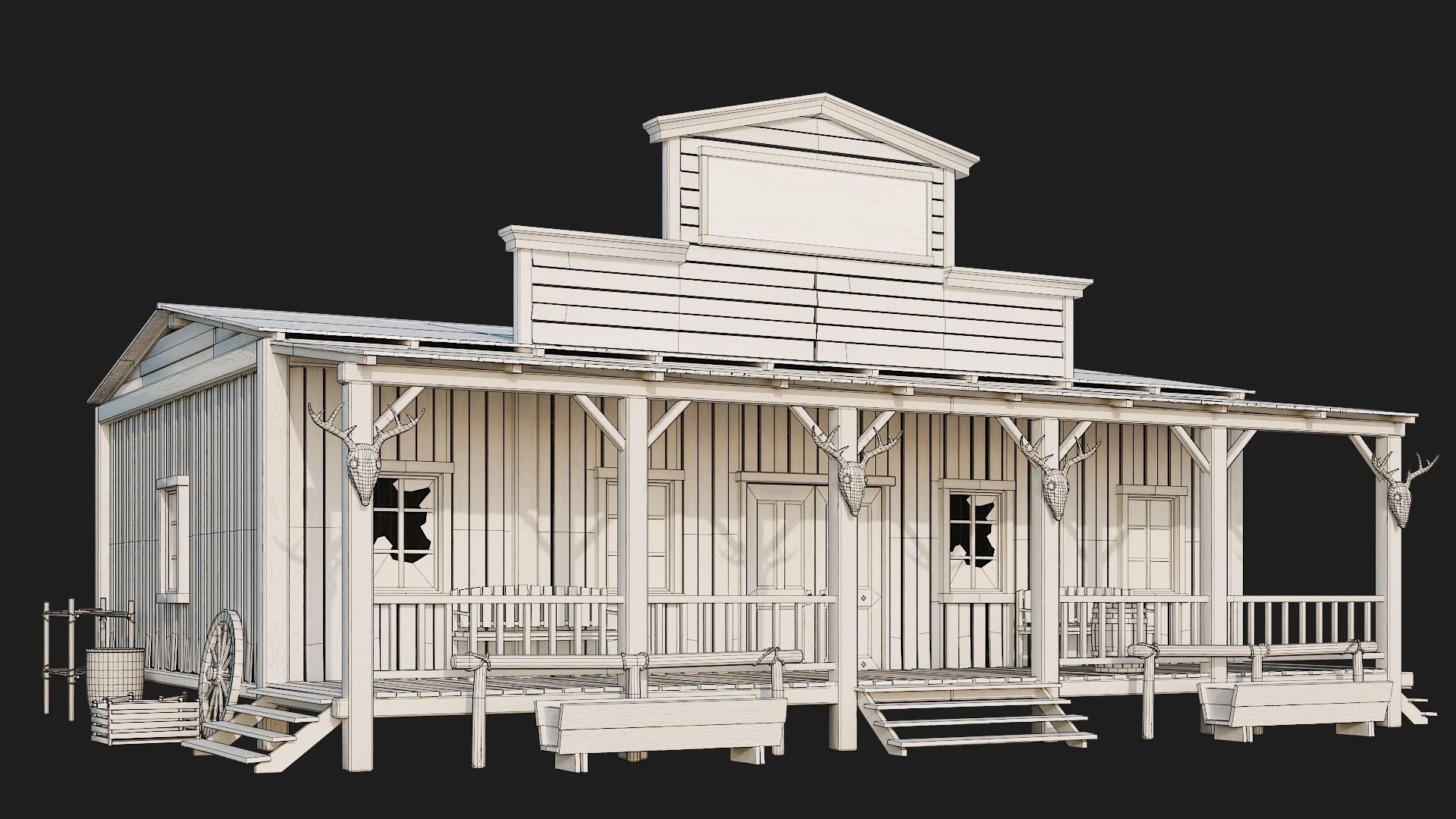 WILD WEST - 50 BUILDINGS 4K WESTERN PACK NEW Low-poly 3D model_85