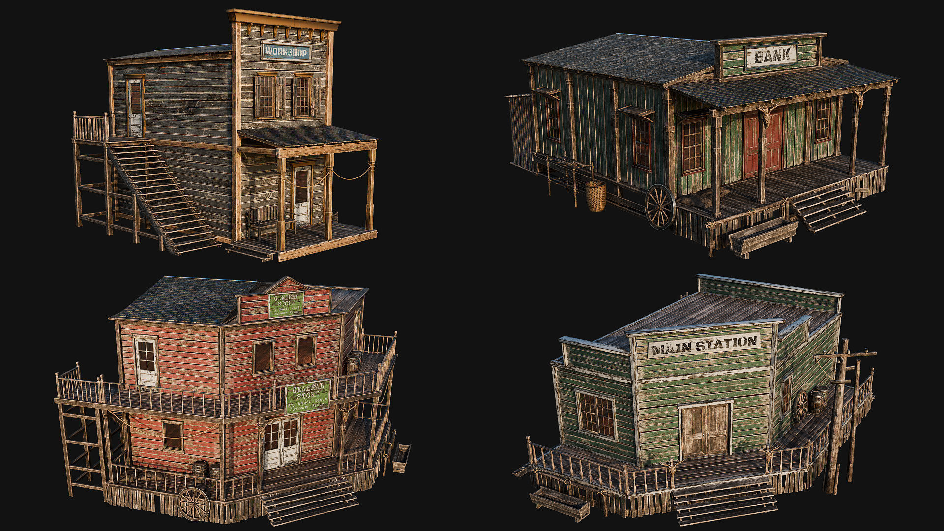 WILD WEST - 50 BUILDINGS 4K WESTERN PACK NEW Low-poly 3D model_11