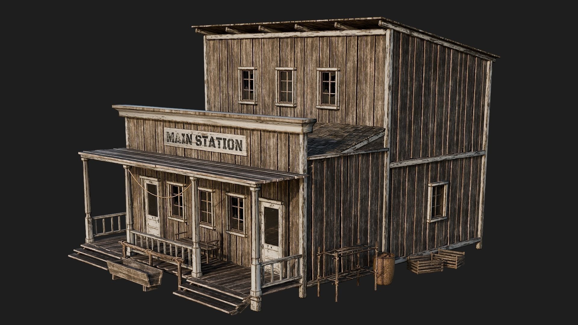 WILD WEST - 50 BUILDINGS 4K WESTERN PACK NEW Low-poly 3D model_48
