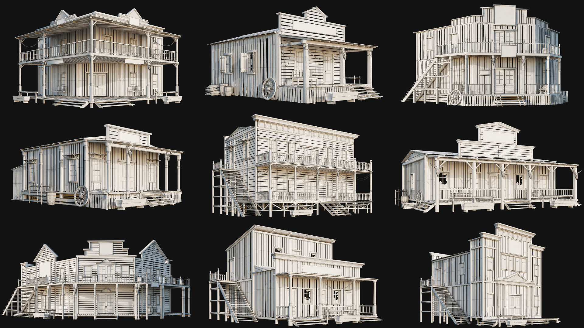 WILD WEST - 50 BUILDINGS 4K WESTERN PACK NEW Low-poly 3D model_7