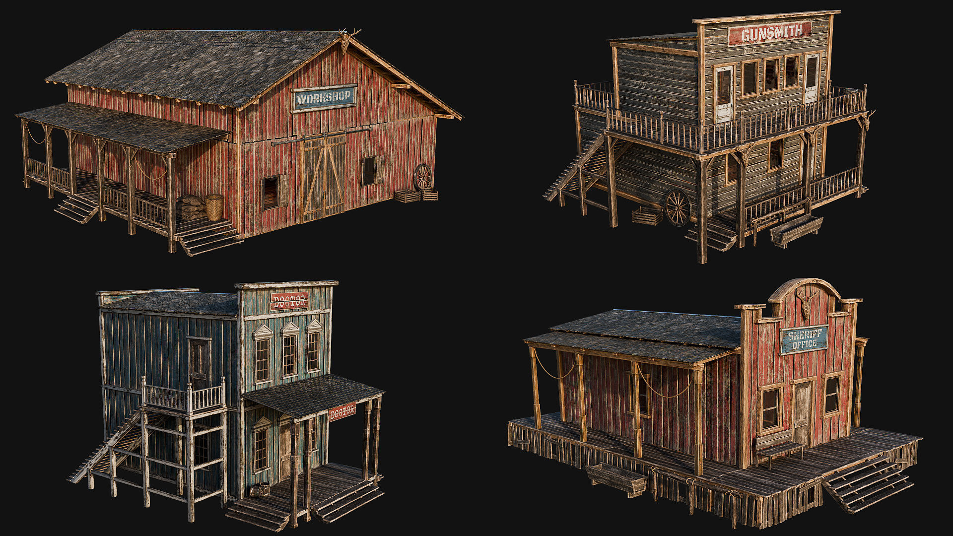 WILD WEST - 50 BUILDINGS 4K WESTERN PACK NEW Low-poly 3D model_13