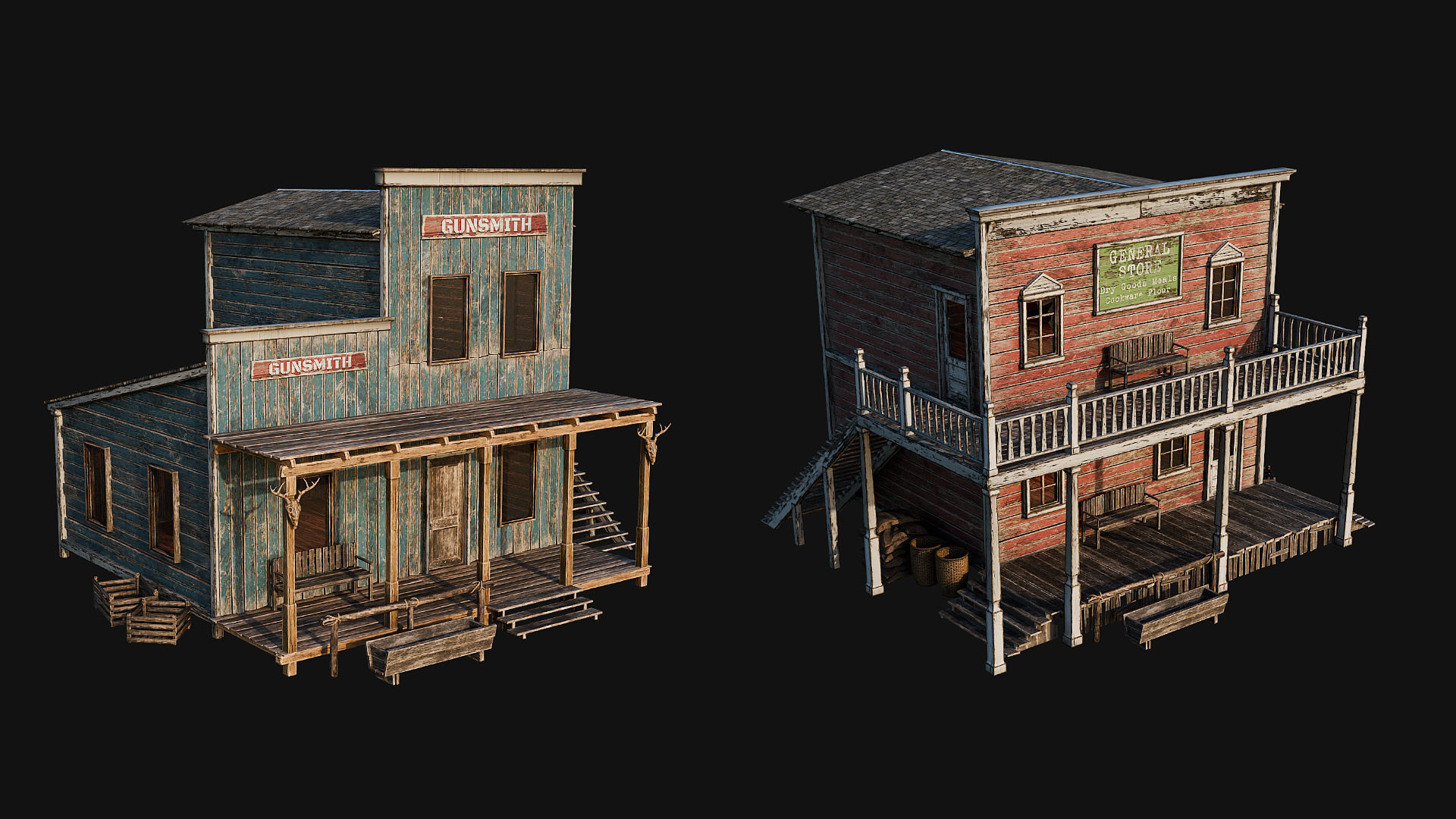 WILD WEST - 50 BUILDINGS 4K WESTERN PACK NEW Low-poly 3D model_21