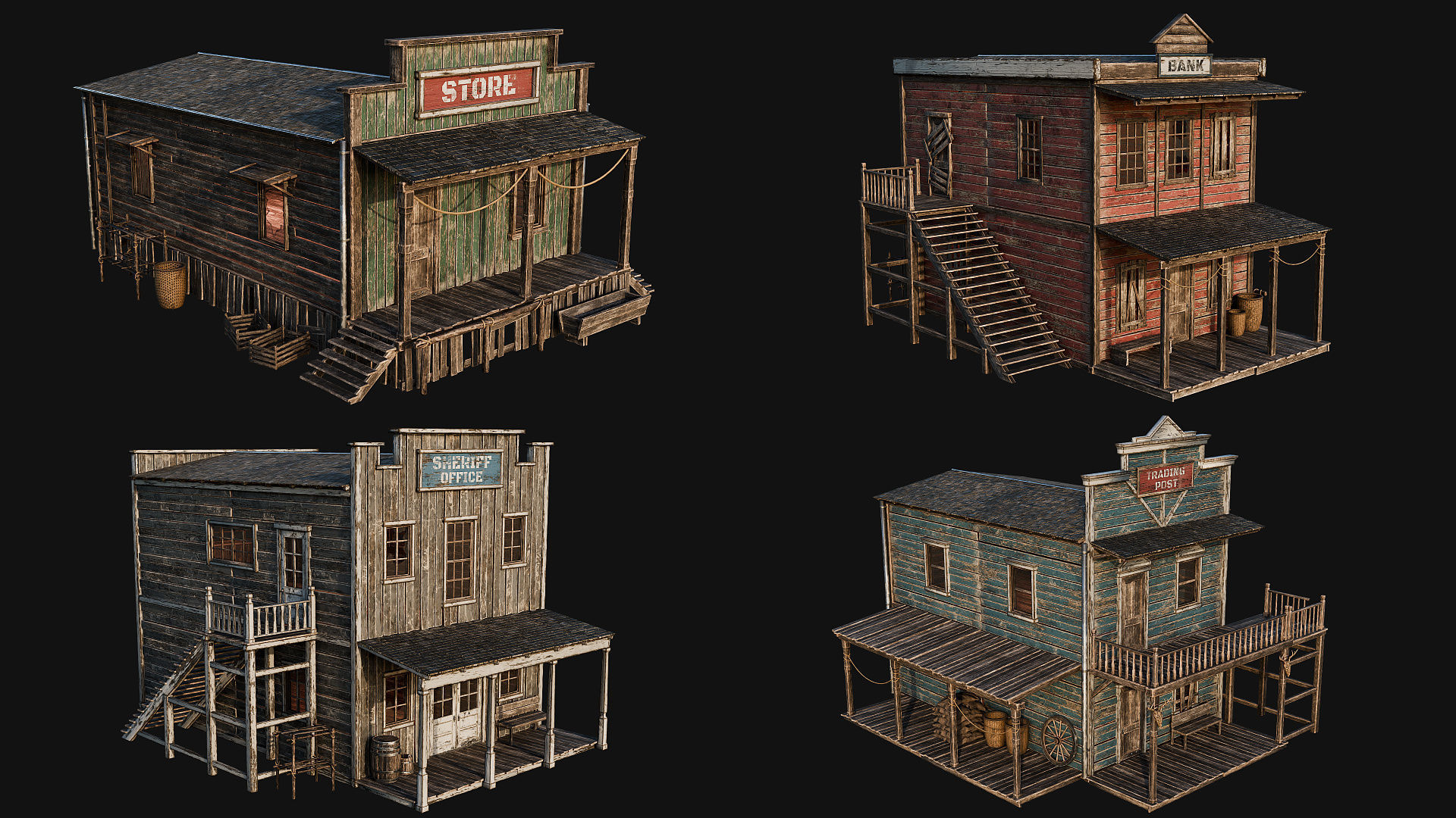 WILD WEST - 50 BUILDINGS 4K WESTERN PACK NEW Low-poly 3D model_10