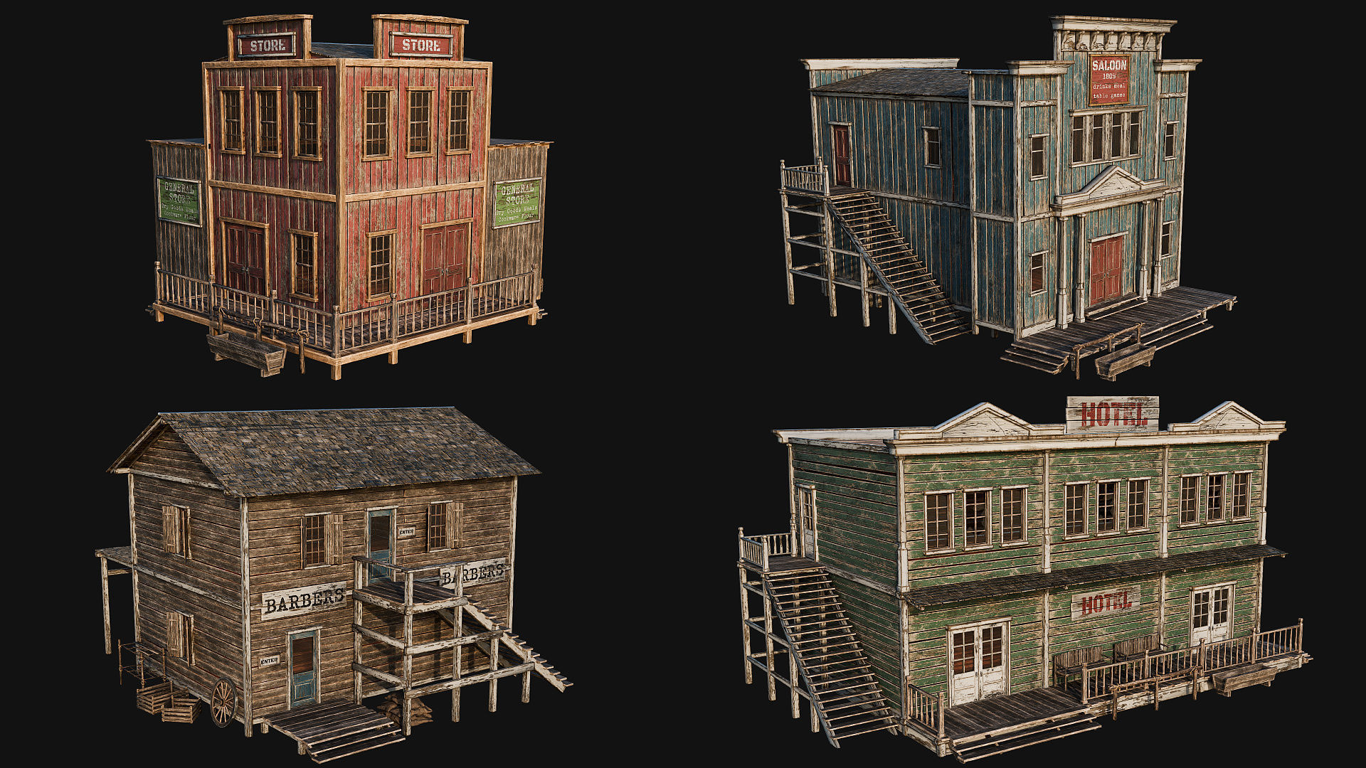WILD WEST - 50 BUILDINGS 4K WESTERN PACK NEW Low-poly 3D model_16