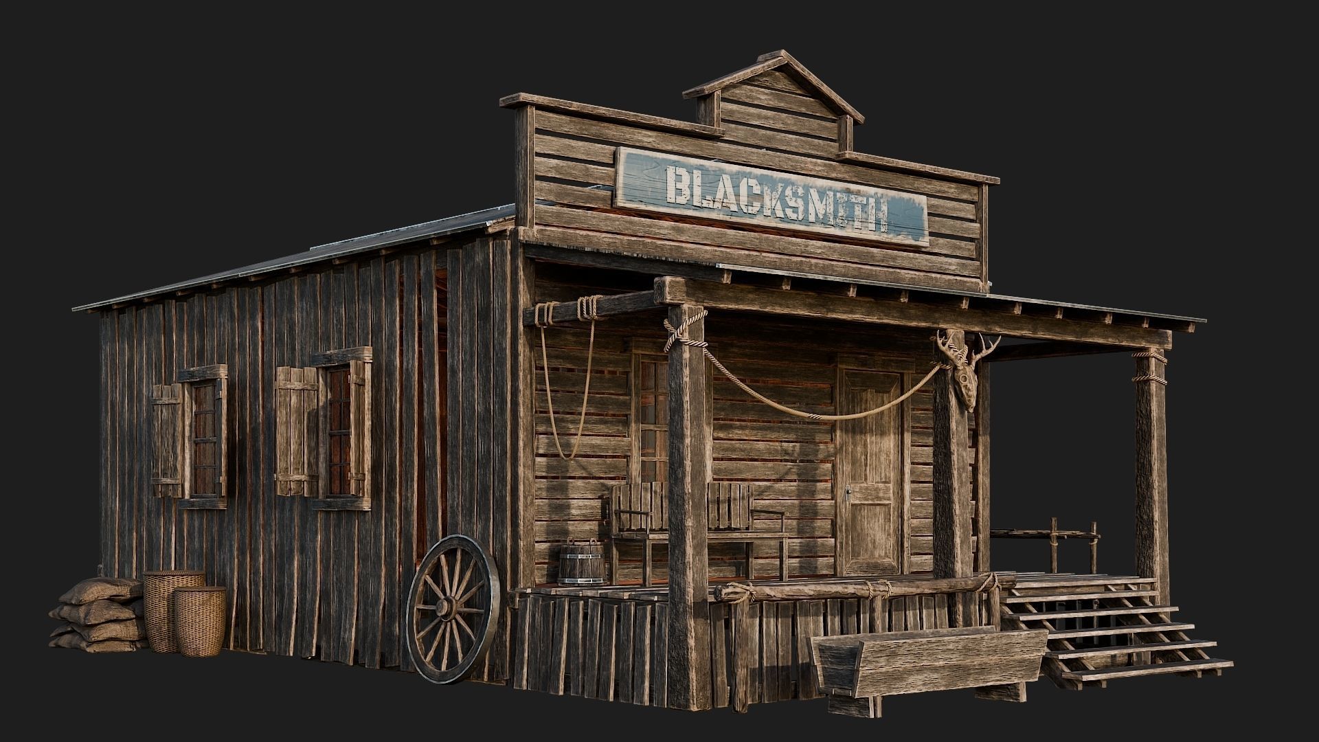 WILD WEST - 50 BUILDINGS 4K WESTERN PACK NEW Low-poly 3D model_37