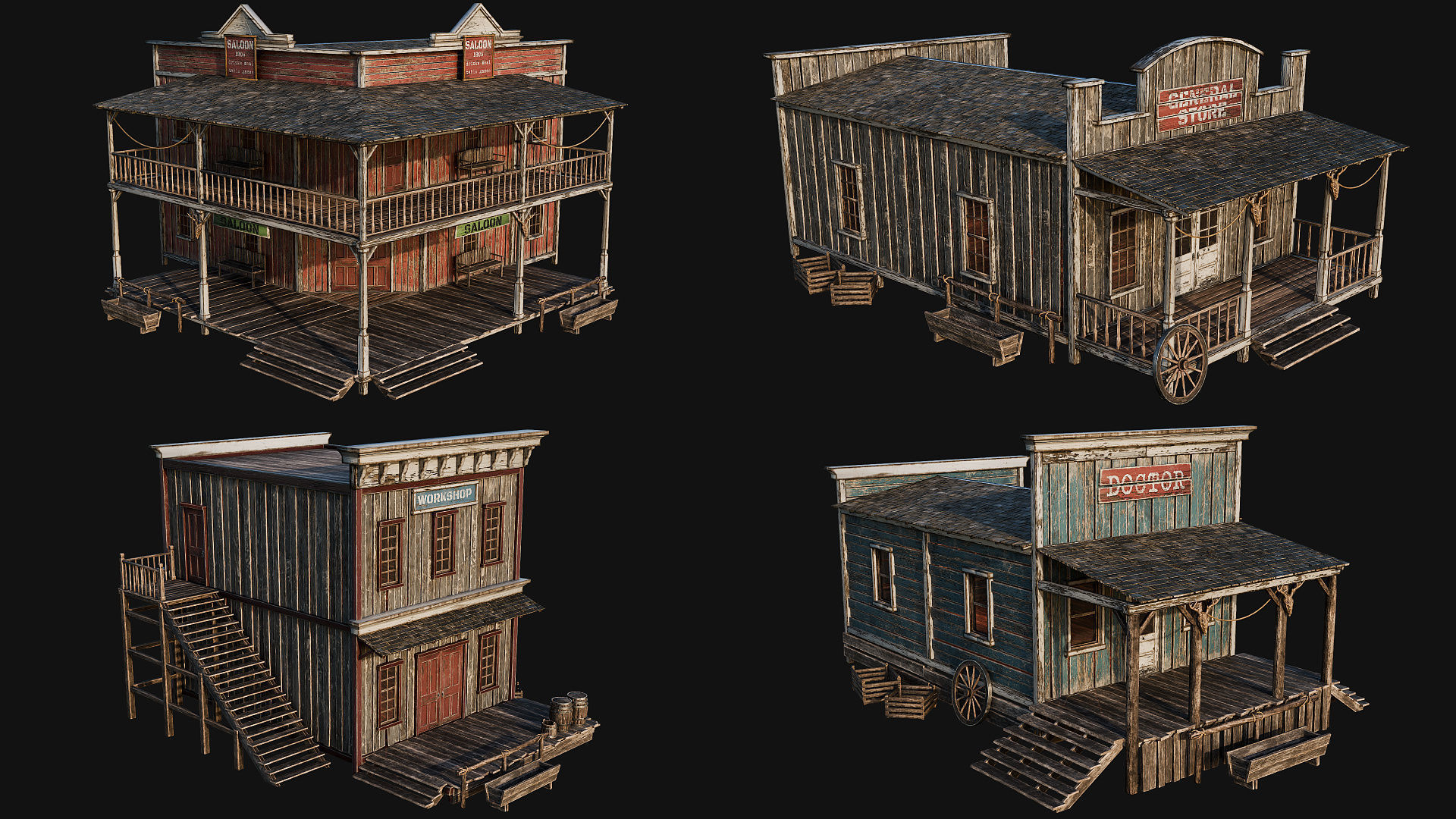 WILD WEST - 50 BUILDINGS 4K WESTERN PACK NEW Low-poly 3D model_17