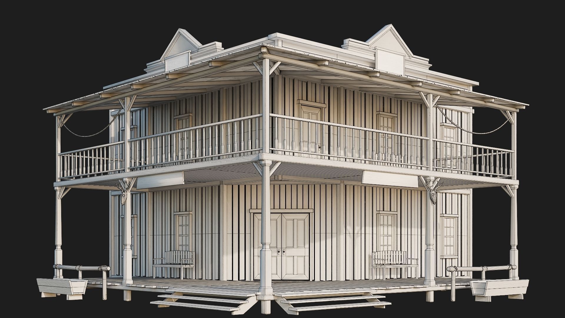 WILD WEST - 50 BUILDINGS 4K WESTERN PACK NEW Low-poly 3D model_89