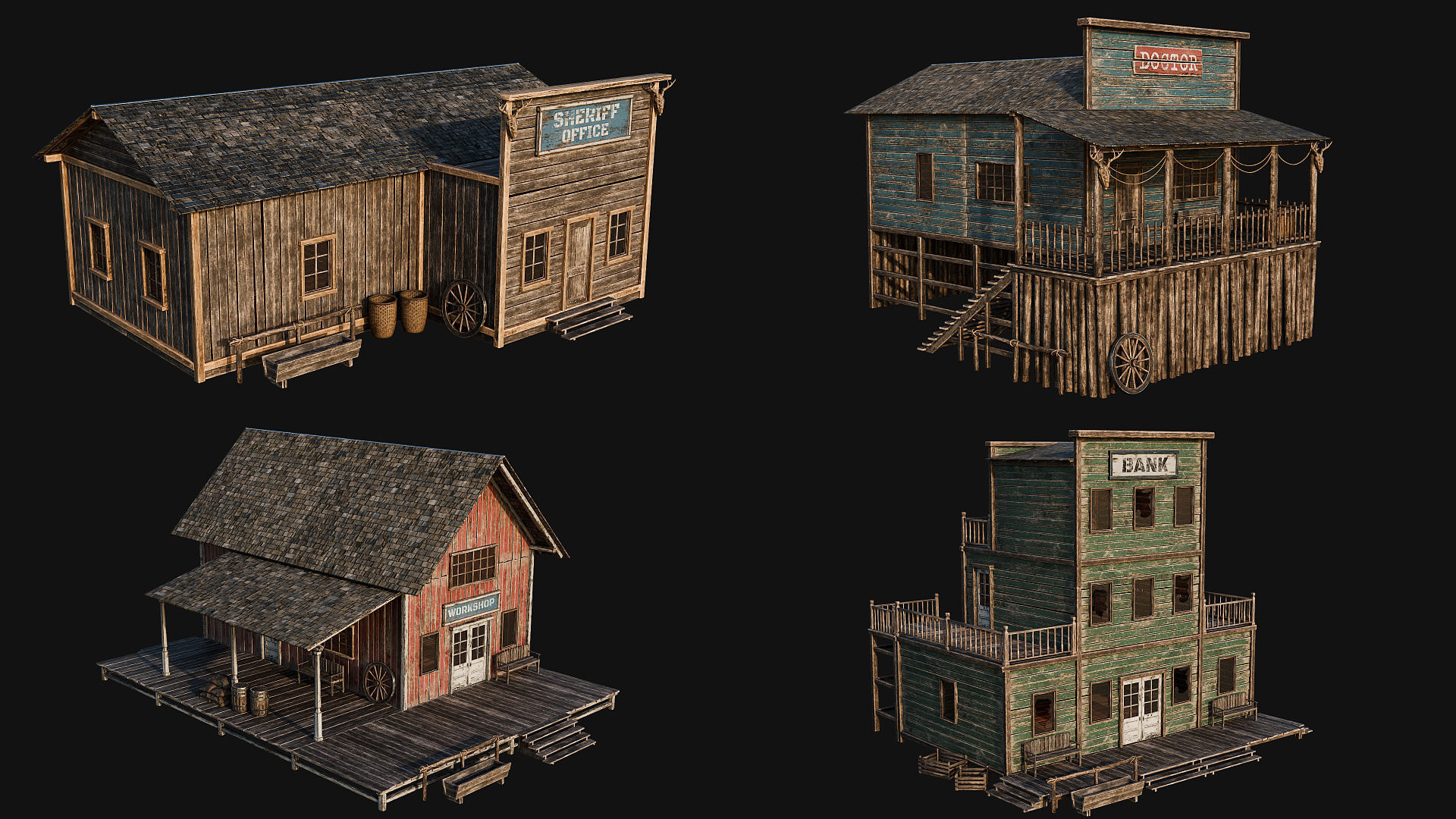 WILD WEST - 50 BUILDINGS 4K WESTERN PACK NEW Low-poly 3D model_19