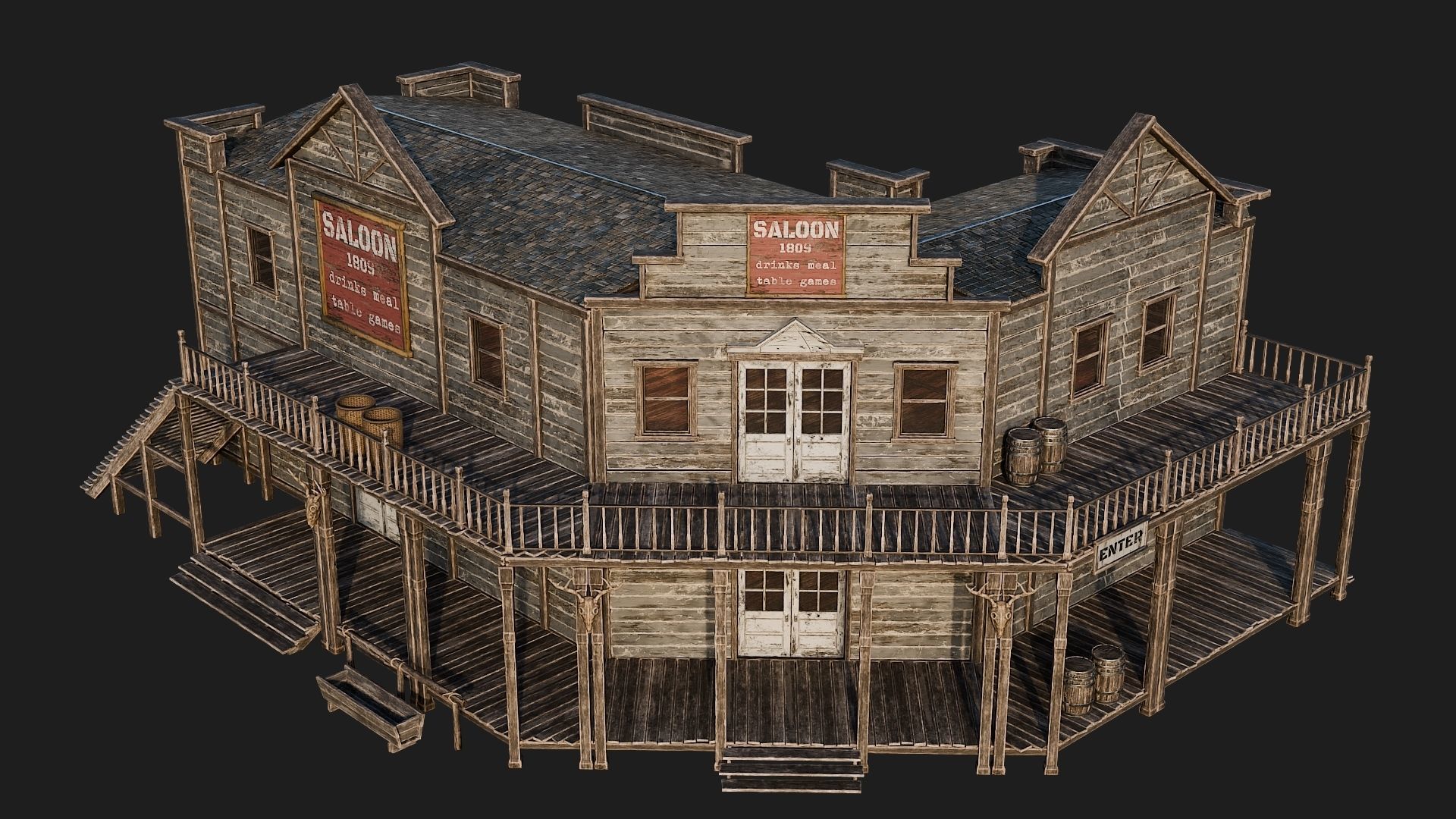 WILD WEST - 50 BUILDINGS 4K WESTERN PACK NEW Low-poly 3D model_23