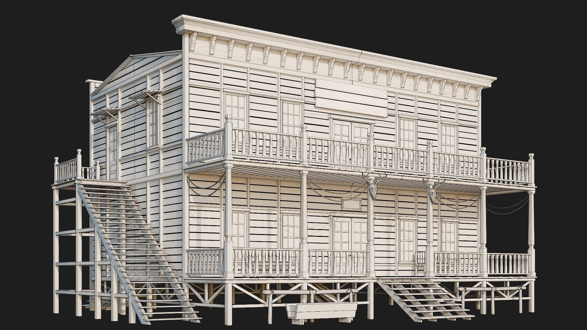 WILD WEST - 50 BUILDINGS 4K WESTERN PACK NEW Low-poly 3D model_90