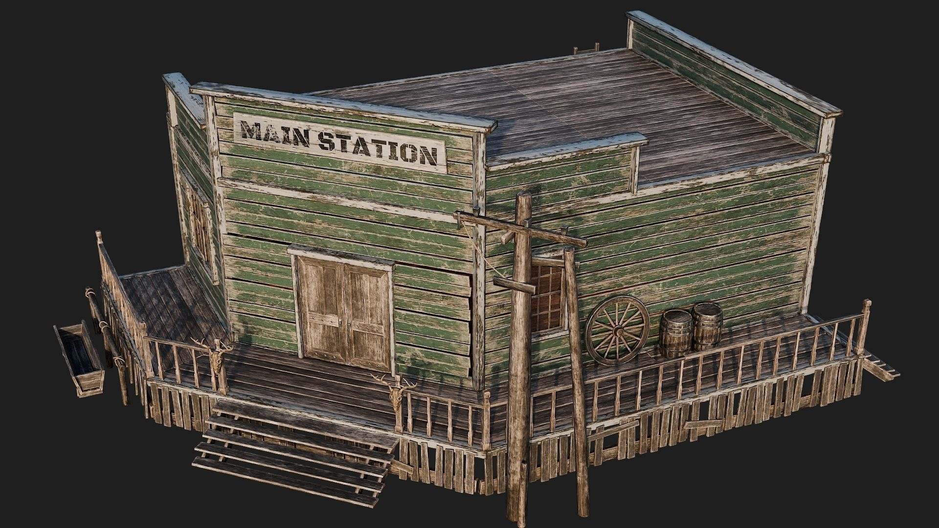 WILD WEST - 50 BUILDINGS 4K WESTERN PACK NEW Low-poly 3D model_29