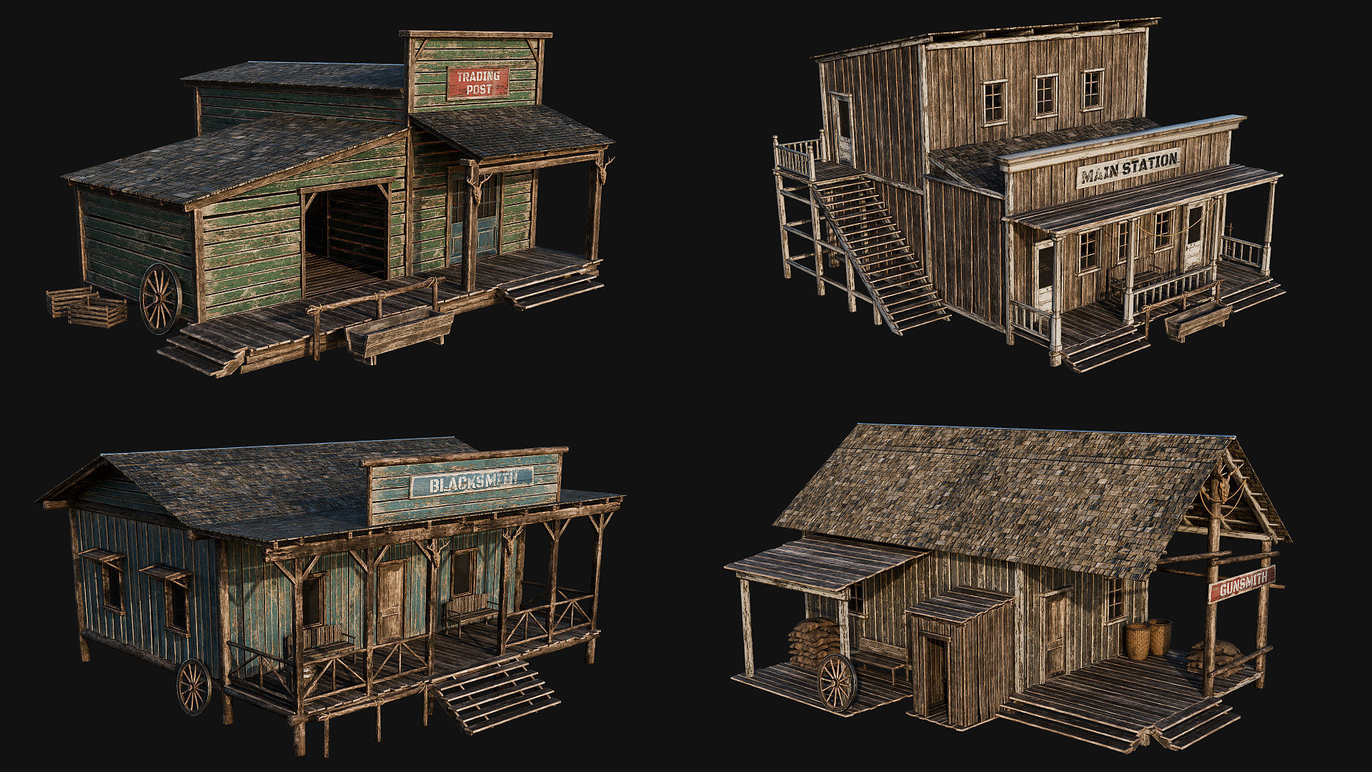 WILD WEST - 50 BUILDINGS 4K WESTERN PACK NEW Low-poly 3D model_14
